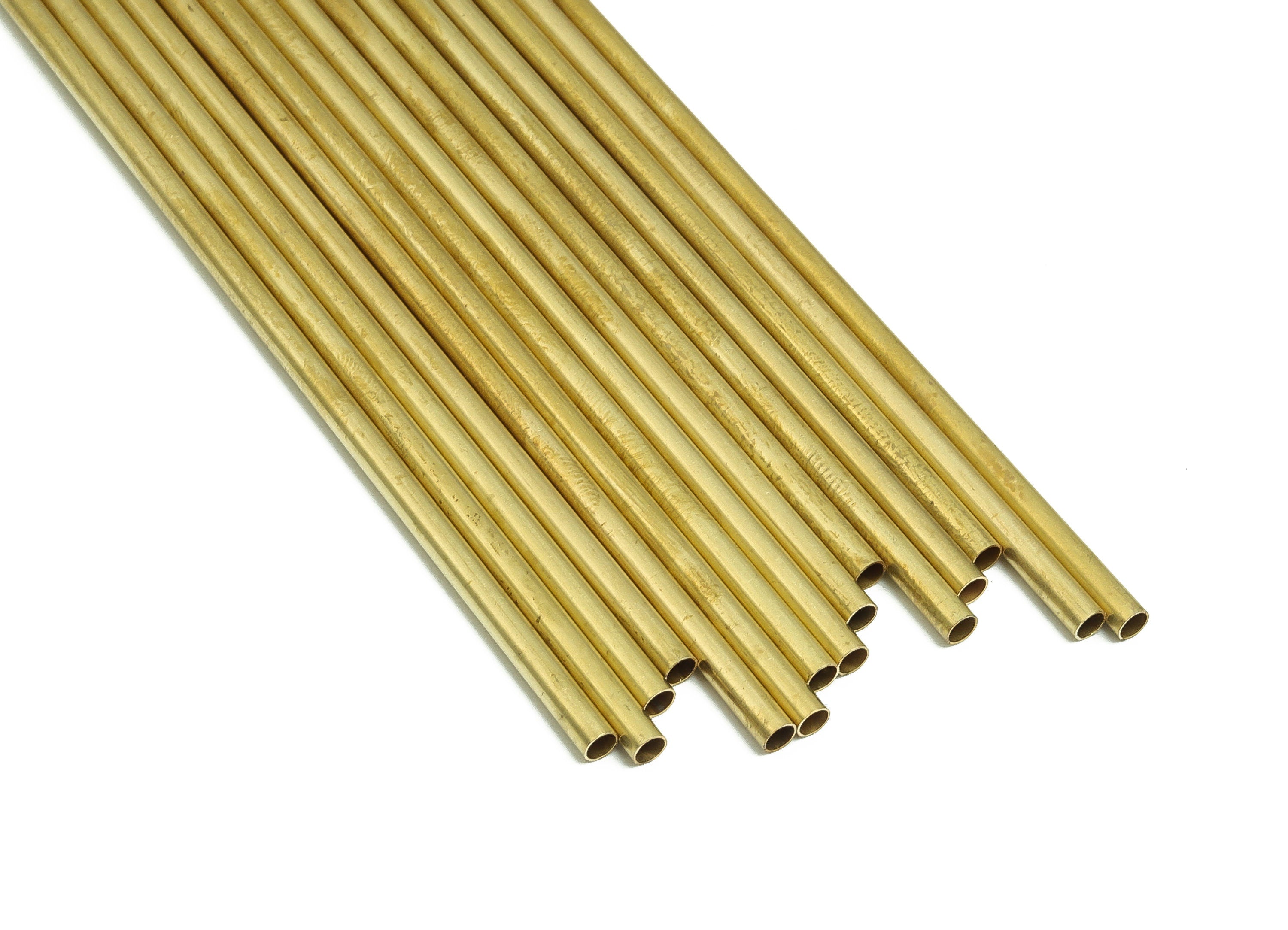 Round Brass Himmeli Tubes - Raw Brass Himmeli DIY Tube Beads - Circle Pipes for Geometric Shapes - For Air Plants -3x0.2x160mm- PP4570-160 - DOMEDBAZAAR