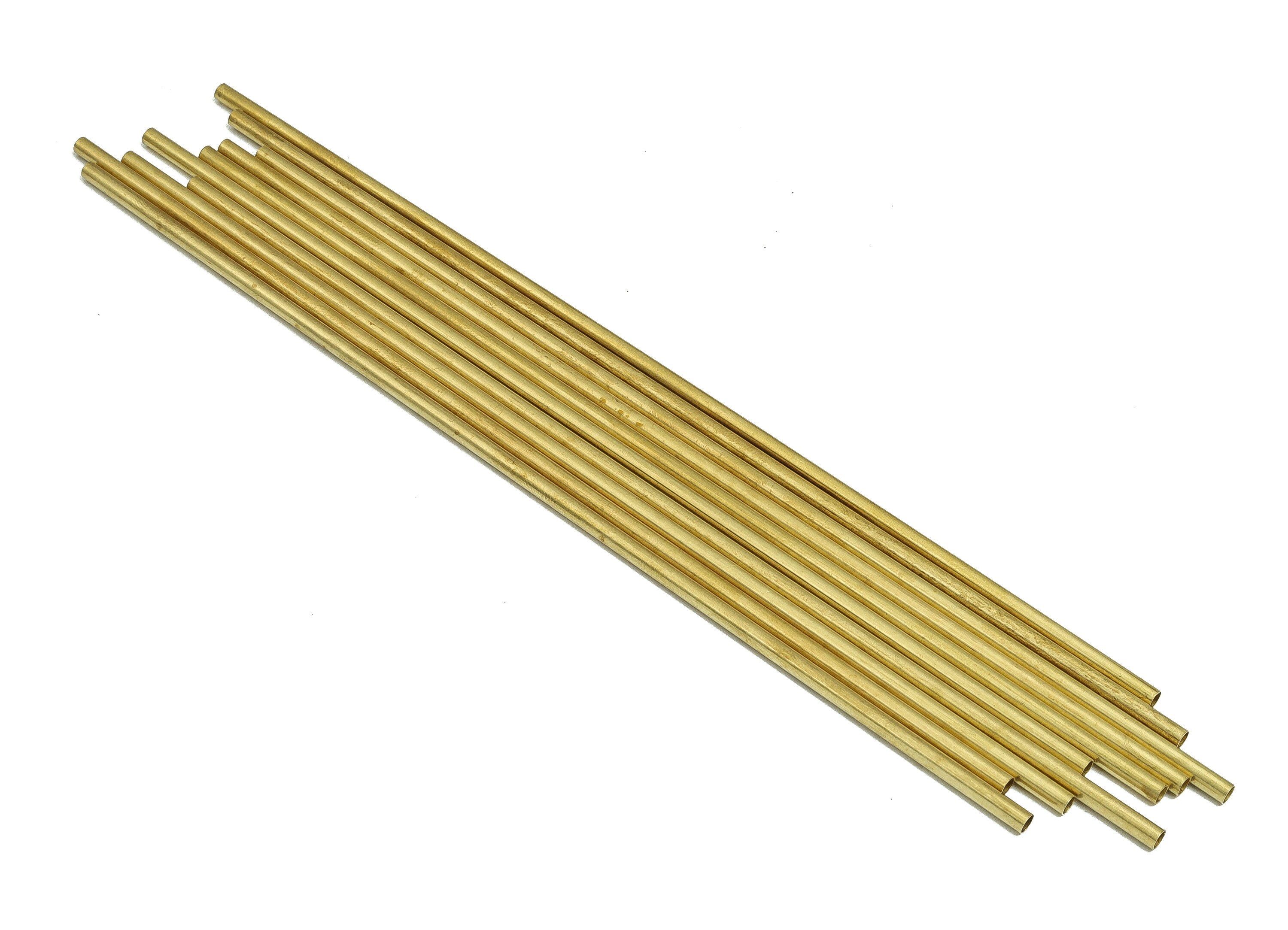 Round Brass Himmeli Tubes - Raw Brass Himmeli DIY Tube Beads - Circle Pipes for Geometric Shapes - For Air Plants -3x0.2x180mm- PP4570-180 - DOMEDBAZAAR