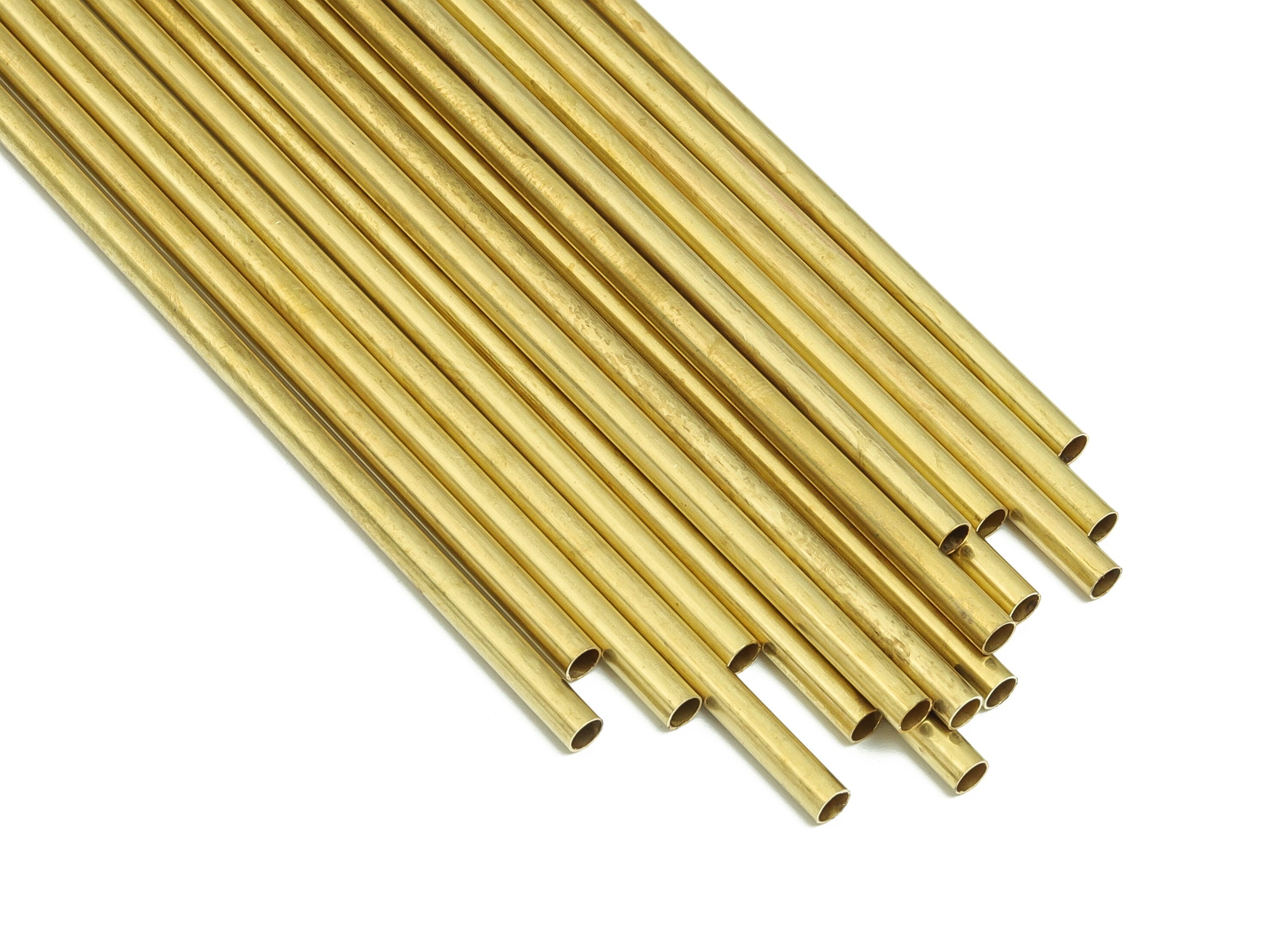 Round Brass Himmeli Tubes - Raw Brass Himmeli DIY Tube Beads - Circle Pipes for Geometric Shapes - For Air Plants -3x0.2x180mm- PP4570-180 - DOMEDBAZAAR