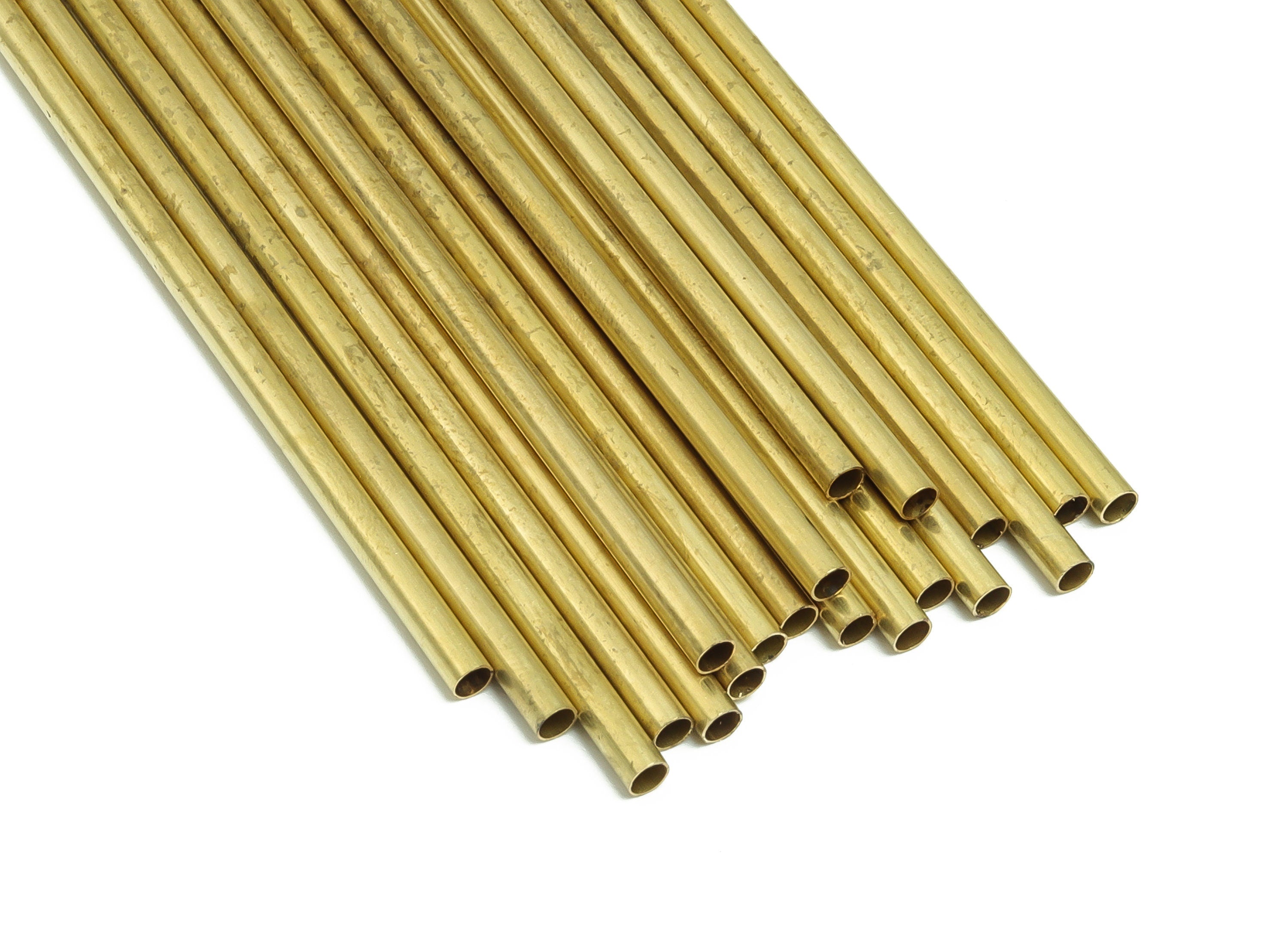 Round Brass Himmeli Tubes - Raw Brass Himmeli DIY Tube Beads - Circle Pipes for Geometric Shapes - For Air Plants -3x0.2x190mm- PP4570-190 - DOMEDBAZAAR