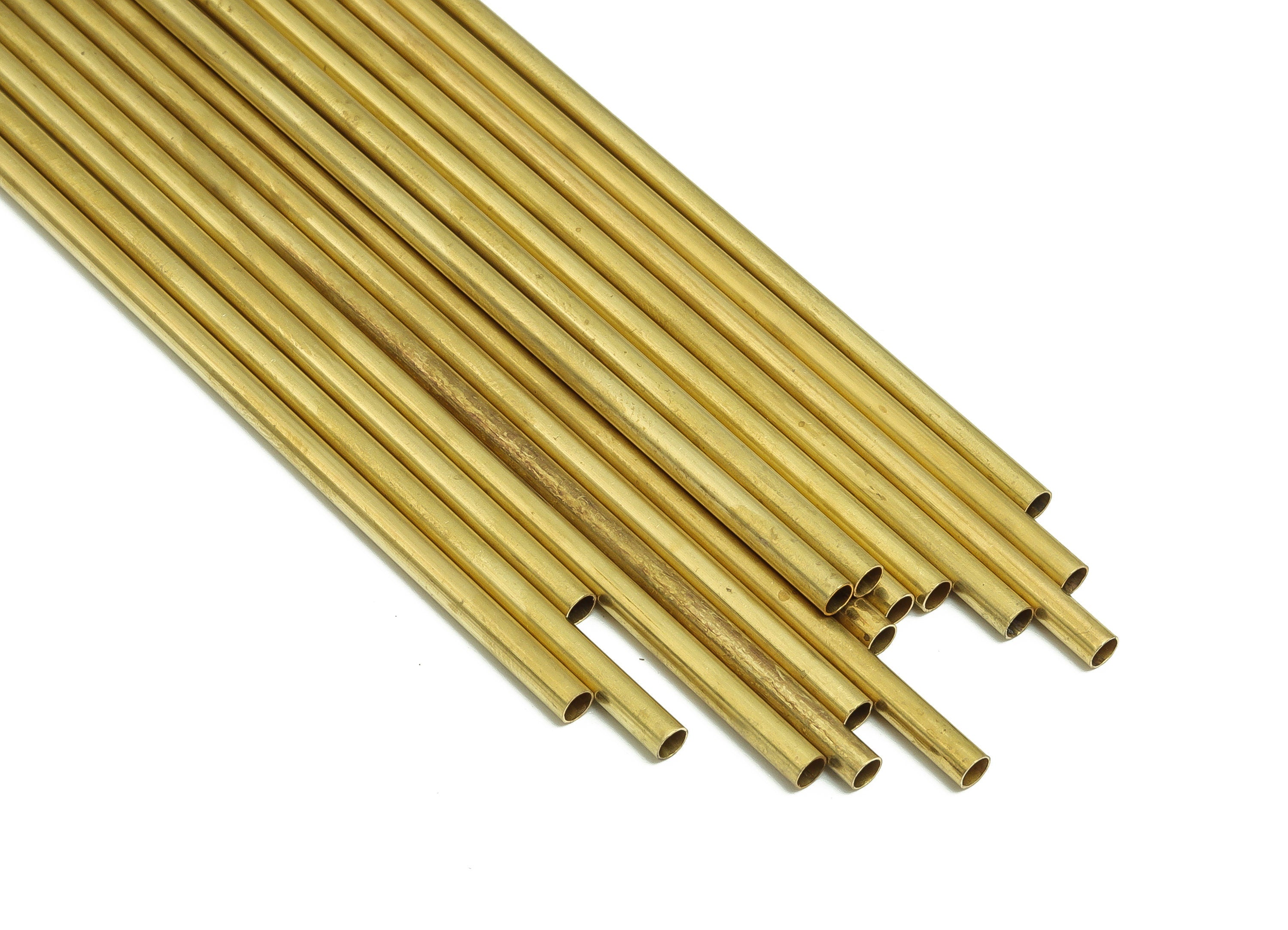 Round Brass Himmeli Tubes - Raw Brass Himmeli DIY Tube Beads - Circle Pipes for Geometric Shapes - For Air Plants -3x0.2x325mm- PP4570-325 - DOMEDBAZAAR