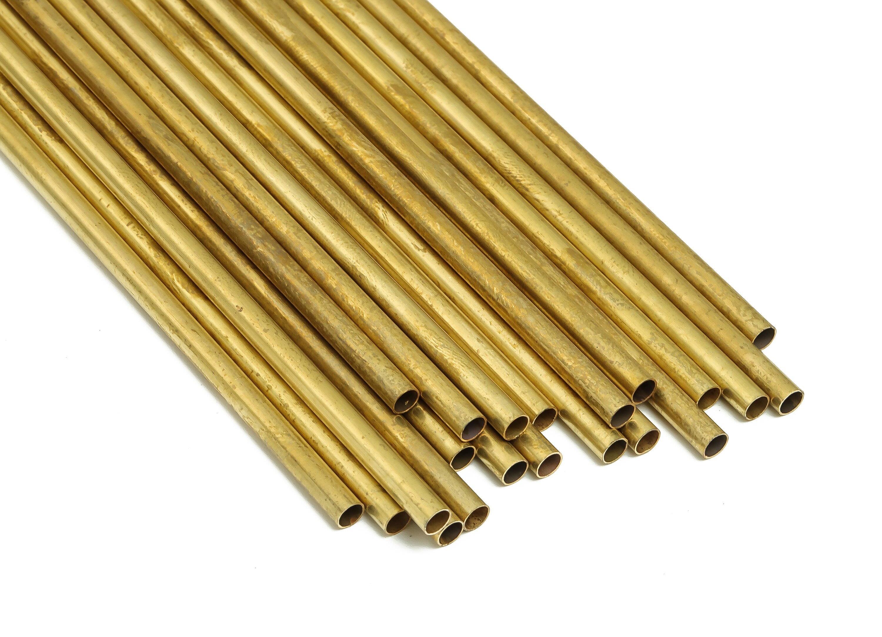 Round Brass Himmeli Tubes - Raw Brass Himmeli DIY Tube Beads - Circle Pipes for Geometric Shapes - For Air Plants -3.5x0.2x100mm- PP4571-100 - DOMEDBAZAAR