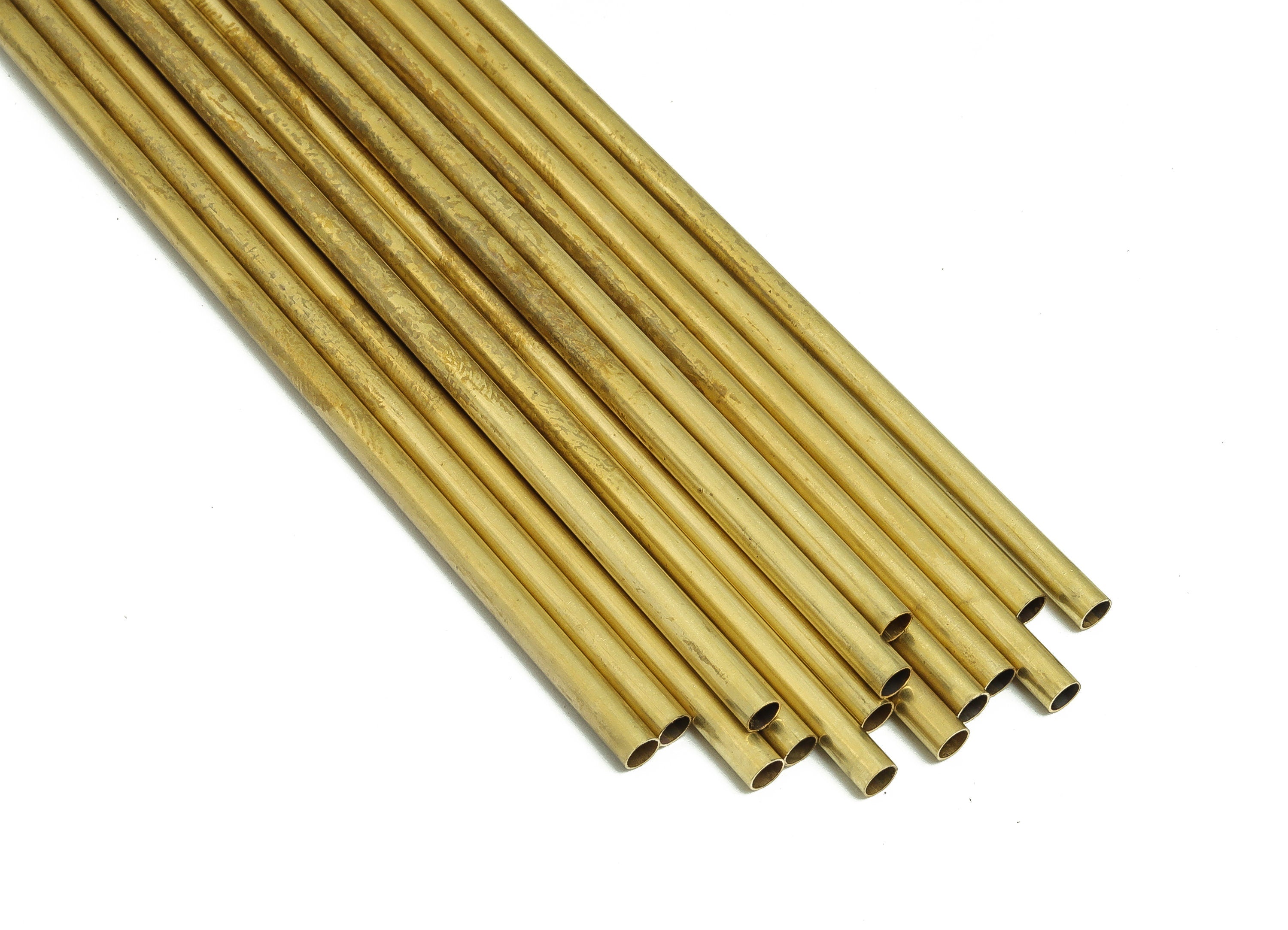 Round Brass Himmeli Tubes - Raw Brass Himmeli DIY Tube Beads - Circle Pipes for Geometric Shapes - For Air Plants -3.5x0.2x150mm- PP4571-150 - DOMEDBAZAAR