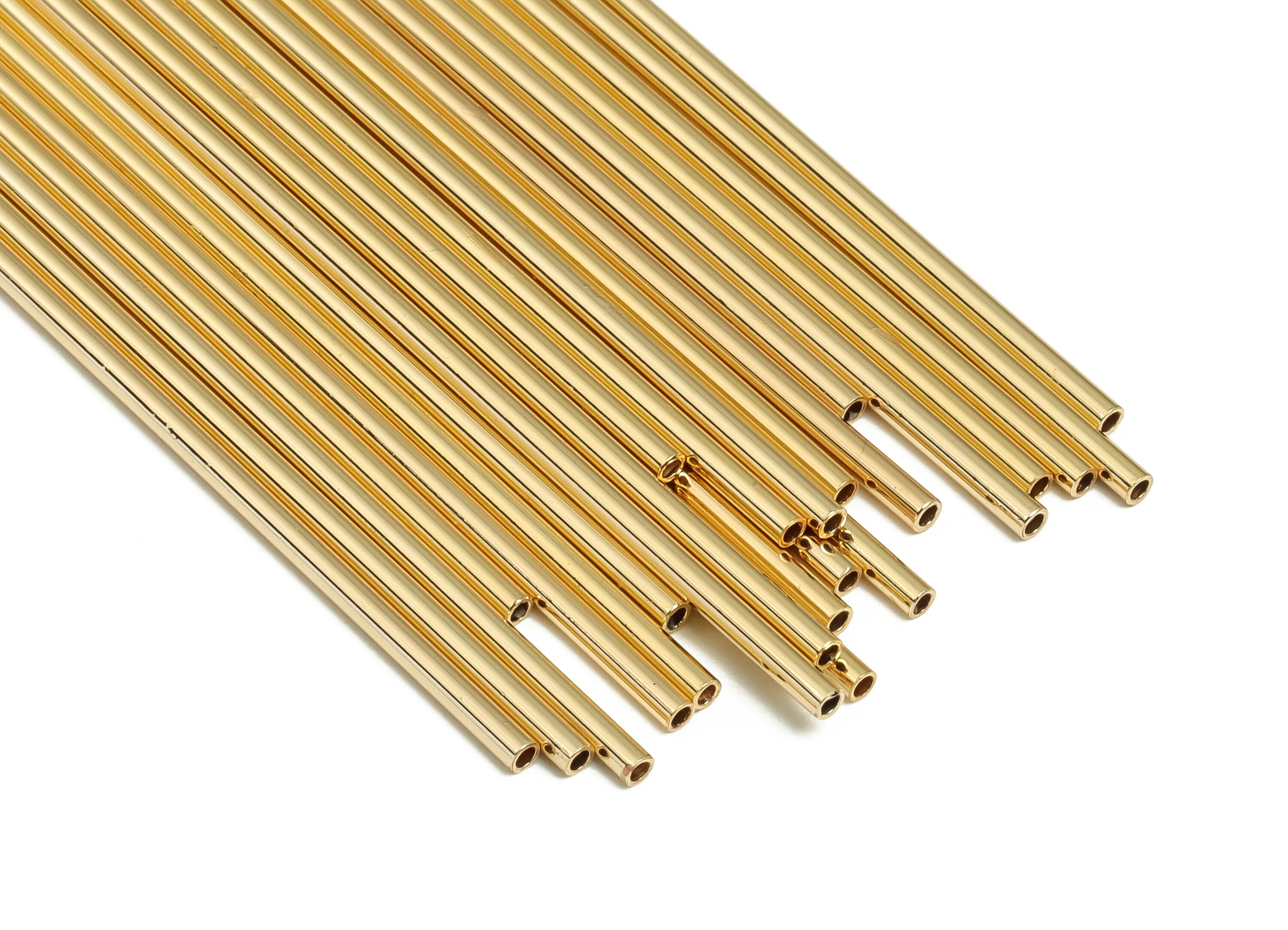 Brass Himmeli Tubes - Brass Himmeli DIY Tube Beads - Geometric Shapes - For Air Plants - 18k Real Gold Plated Brass -1.5x0.2x60mm-RGP4047-60 - DOMEDBAZAAR