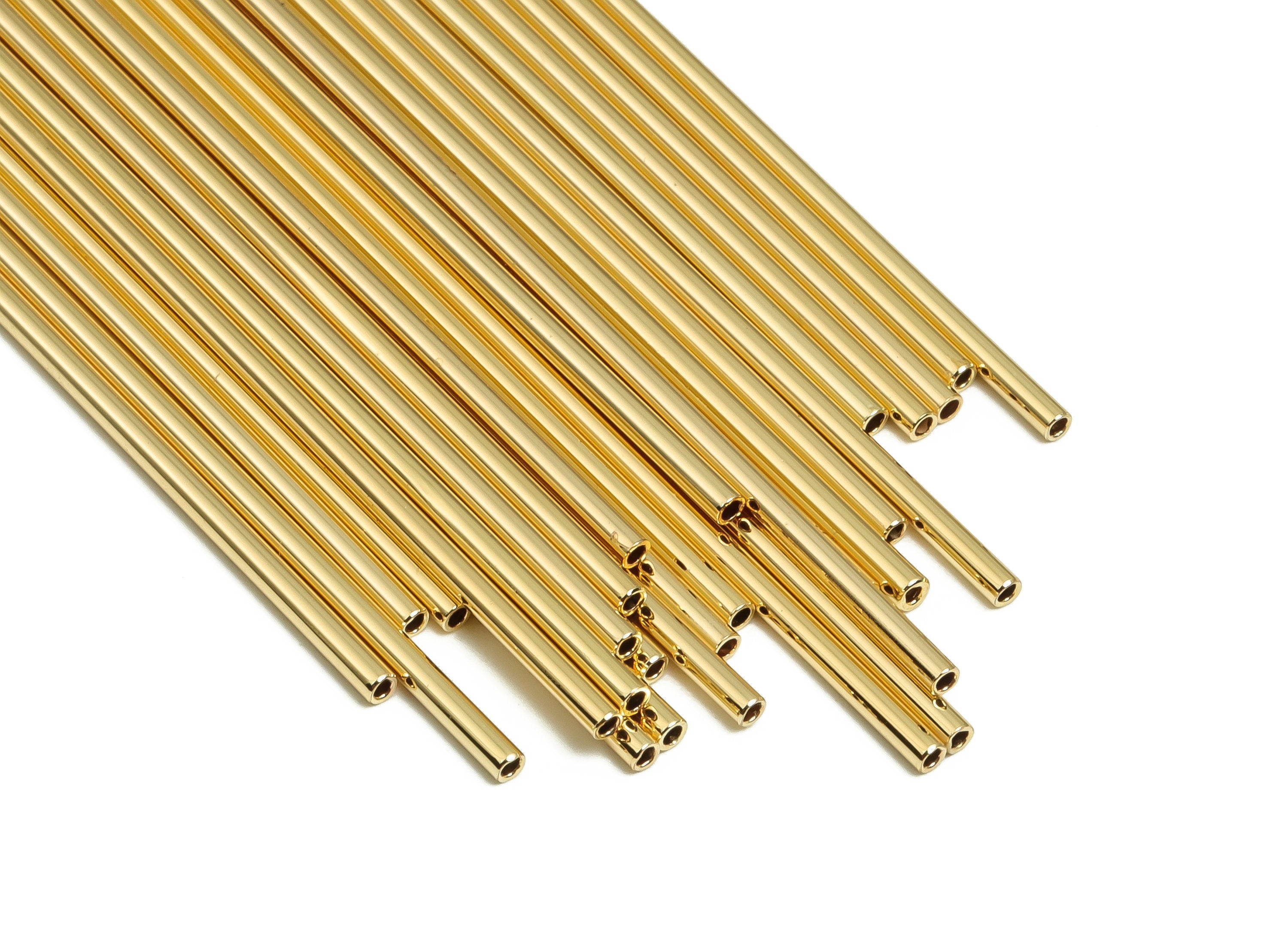 Brass Himmeli Tubes - Brass Himmeli DIY Tube Beads - Geometric Shapes - For Air Plants - 18k Real Gold Plated Brass -1.5x0.2x70mm-RGP4047-70 - DOMEDBAZAAR