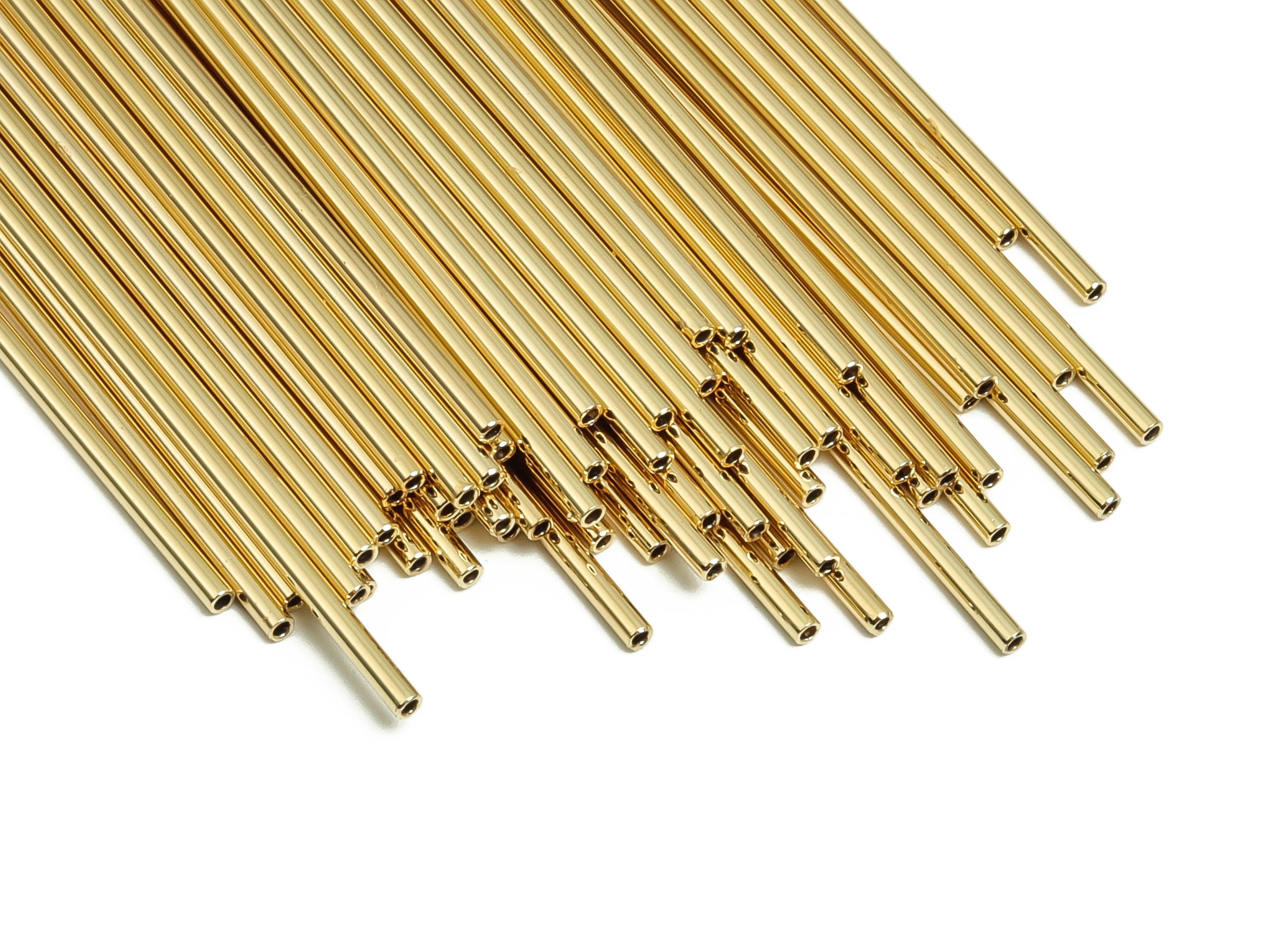 Brass Himmeli Tubes - Brass Himmeli DIY Tube Beads - Geometric Shapes - For Plants - 18k Real Gold Plated Brass -1.5x0.2x100mm-RGP4047-100 - DOMEDBAZAAR