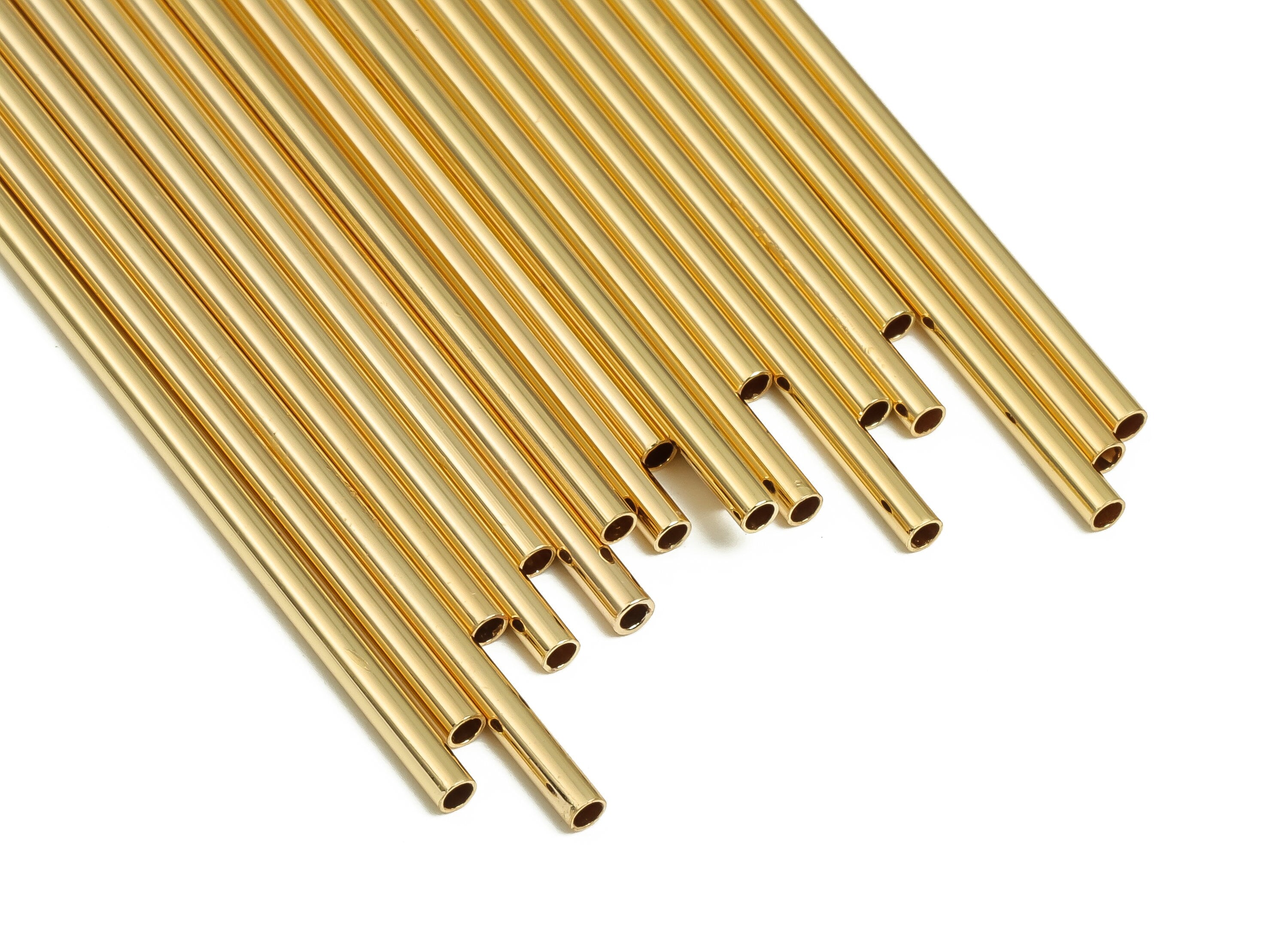 Brass Himmeli Tubes - Brass Himmeli DIY Tube Beads - Geometric Shapes - For Air Plants - 18k Real Gold Plated Brass -2x0.2x60mm- RGP4048-60 - DOMEDBAZAAR