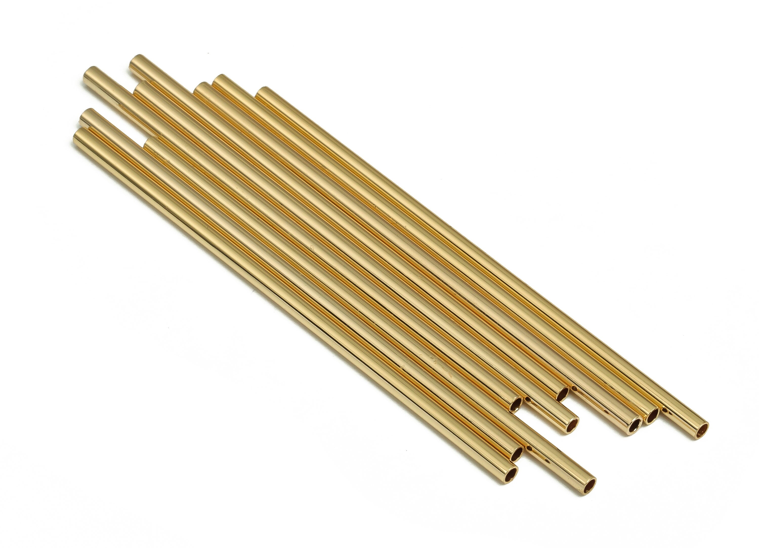 Brass Himmeli Tubes - Brass Himmeli DIY Tube Beads - Geometric Shapes - For Air Plants - 18k Real Gold Plated Brass -2x0.2x60mm- RGP4048-60 - DOMEDBAZAAR