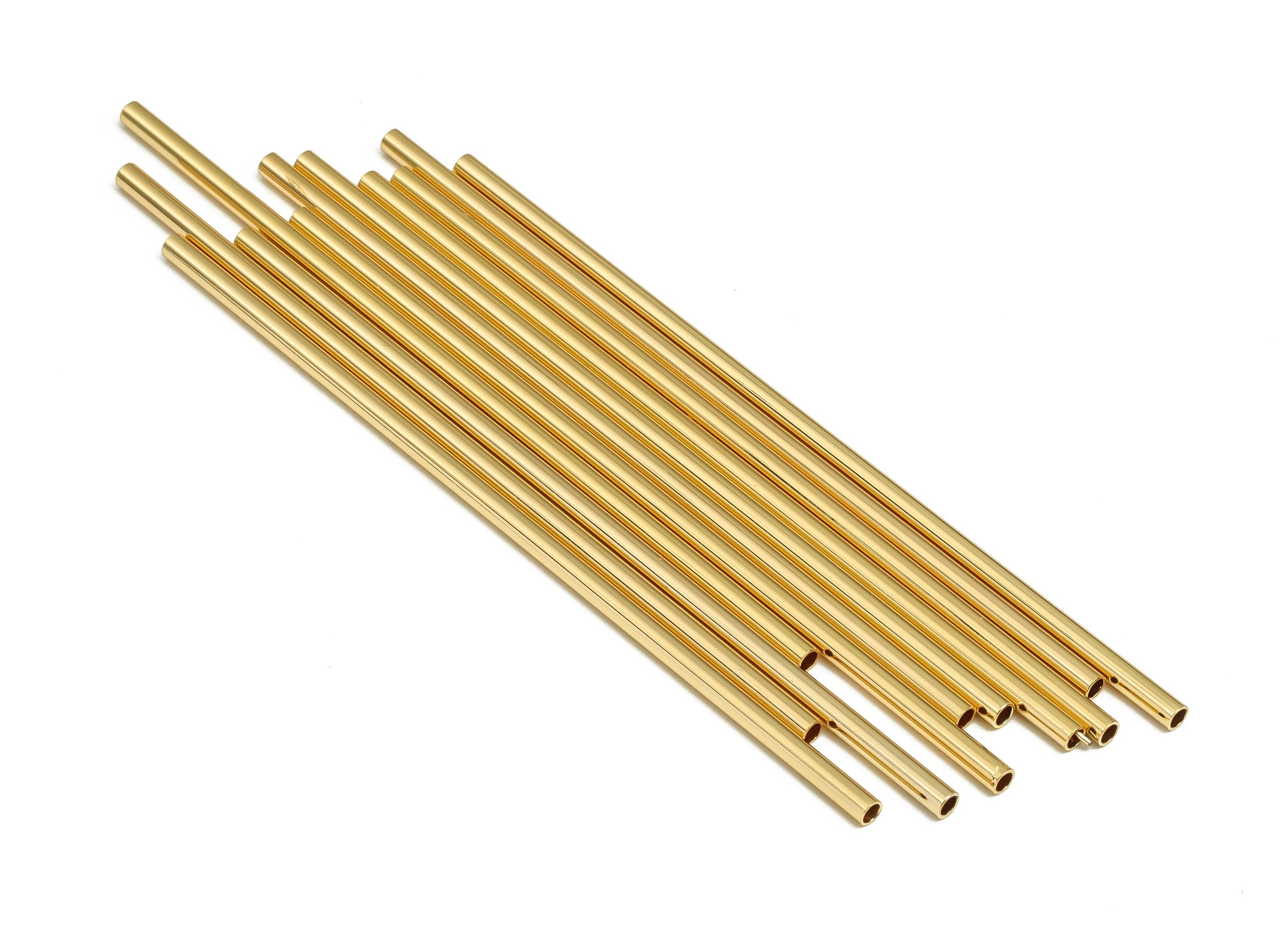 Brass Himmeli Tubes - Brass Himmeli DIY Tube Beads - Geometric Shapes - For Air Plants - 18k Real Gold Plated Brass -2x0.2x70mm- RGP4048-70 - DOMEDBAZAAR
