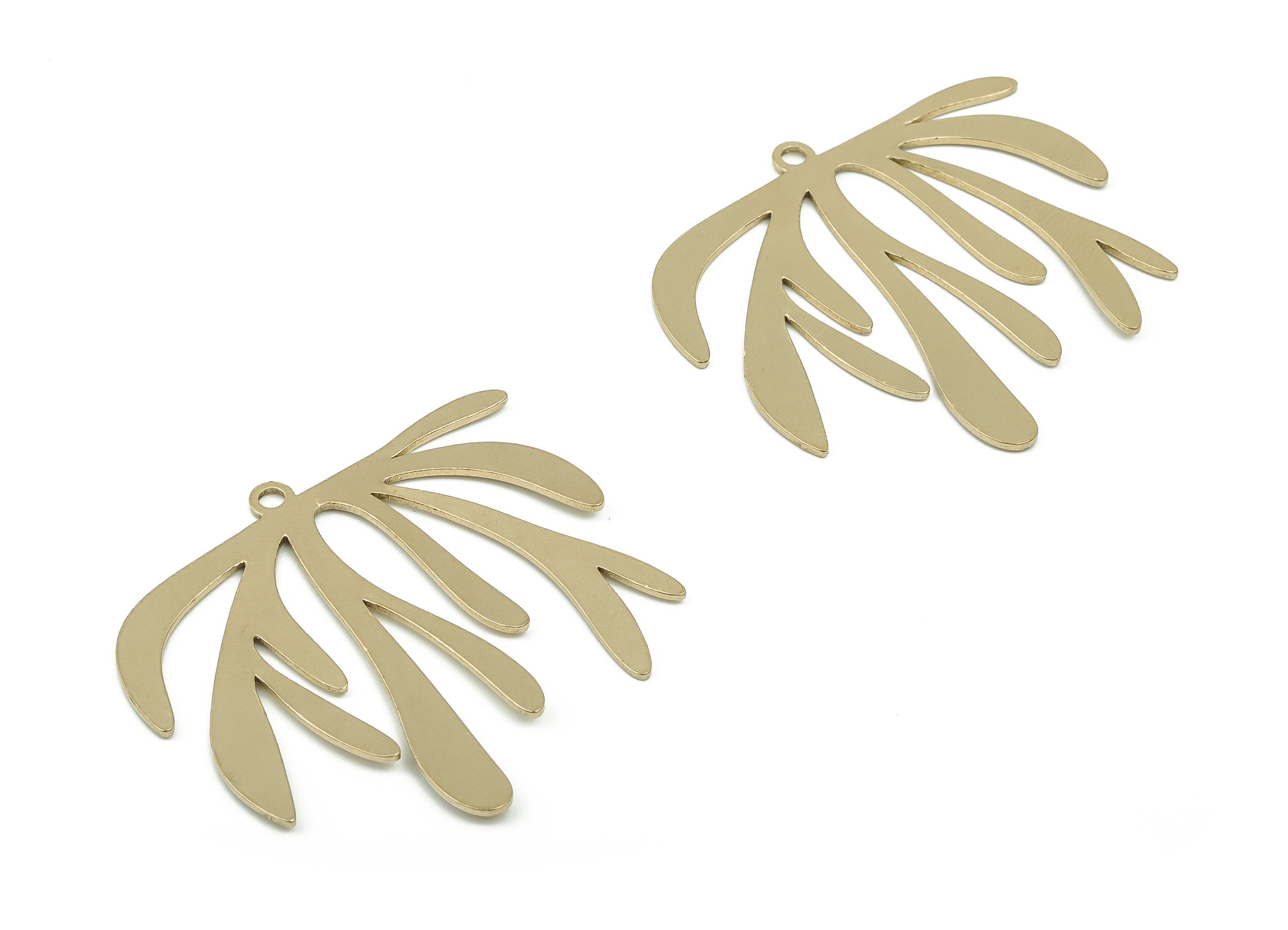 Brass Branch Earring Charms - Raw Brass Antler Pendant - DIY Jewelry Making Supplies - 38.72x36.69x0.86mm - PPA0082 - DOMEDBAZAAR