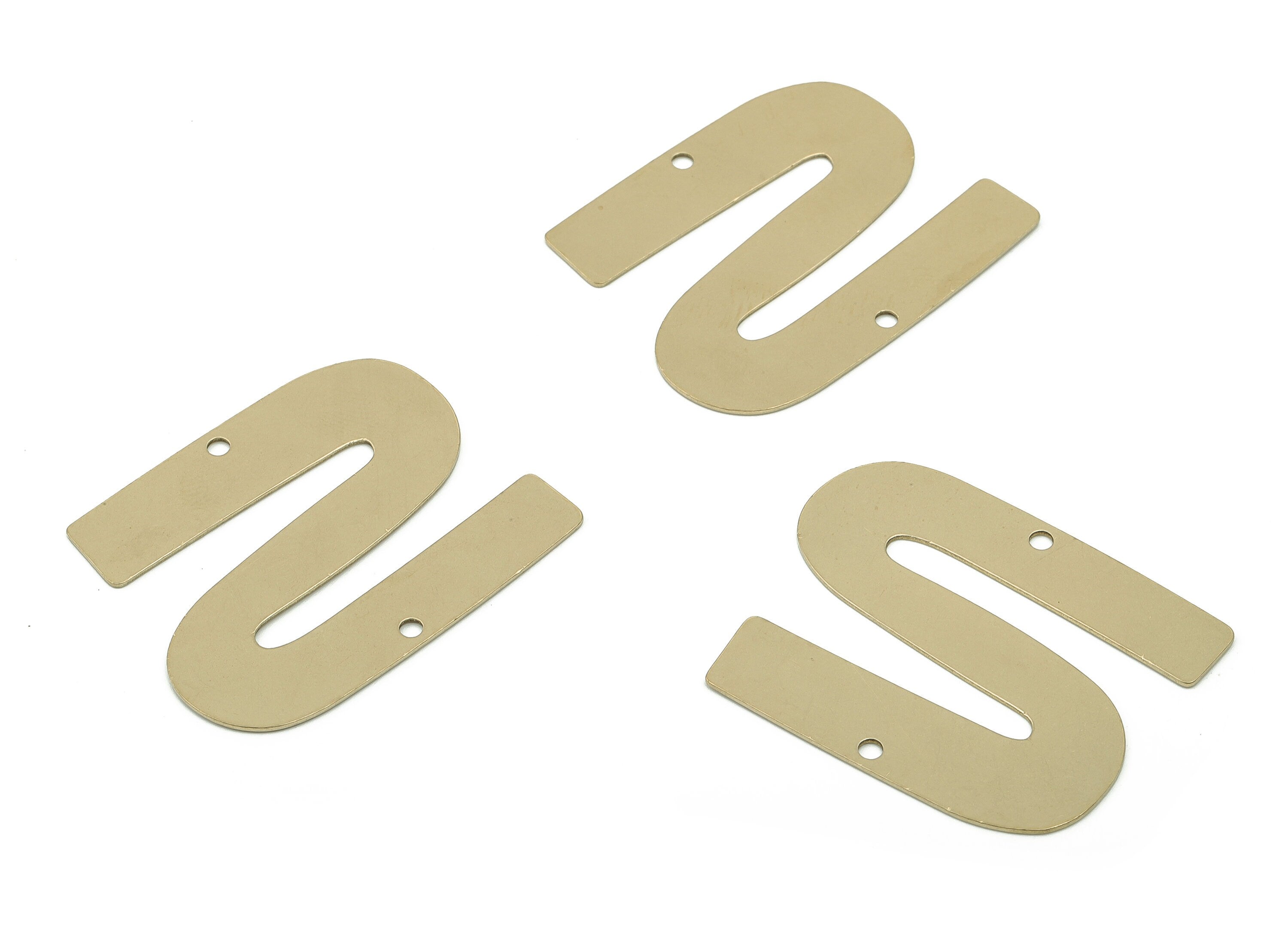 Personalized stamping blank - Brass S Earring Connector - Raw Brass U Charms and Pendant - Jewelry Supplies - 38.03x30.59x0.63mm - PPA0004 - DOMEDBAZAAR