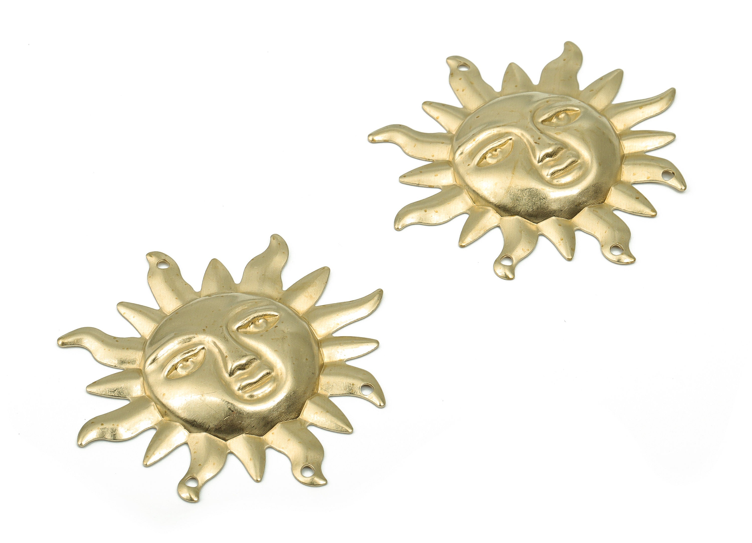 Raw Brass Sun Face Charm - Brass Sun Pendant Charms - Brass Round Sun Face Bracelet Charm - Jewelry Supplies - 47.7x45.93x1.26mm - PP4833 - DOMEDBAZAAR