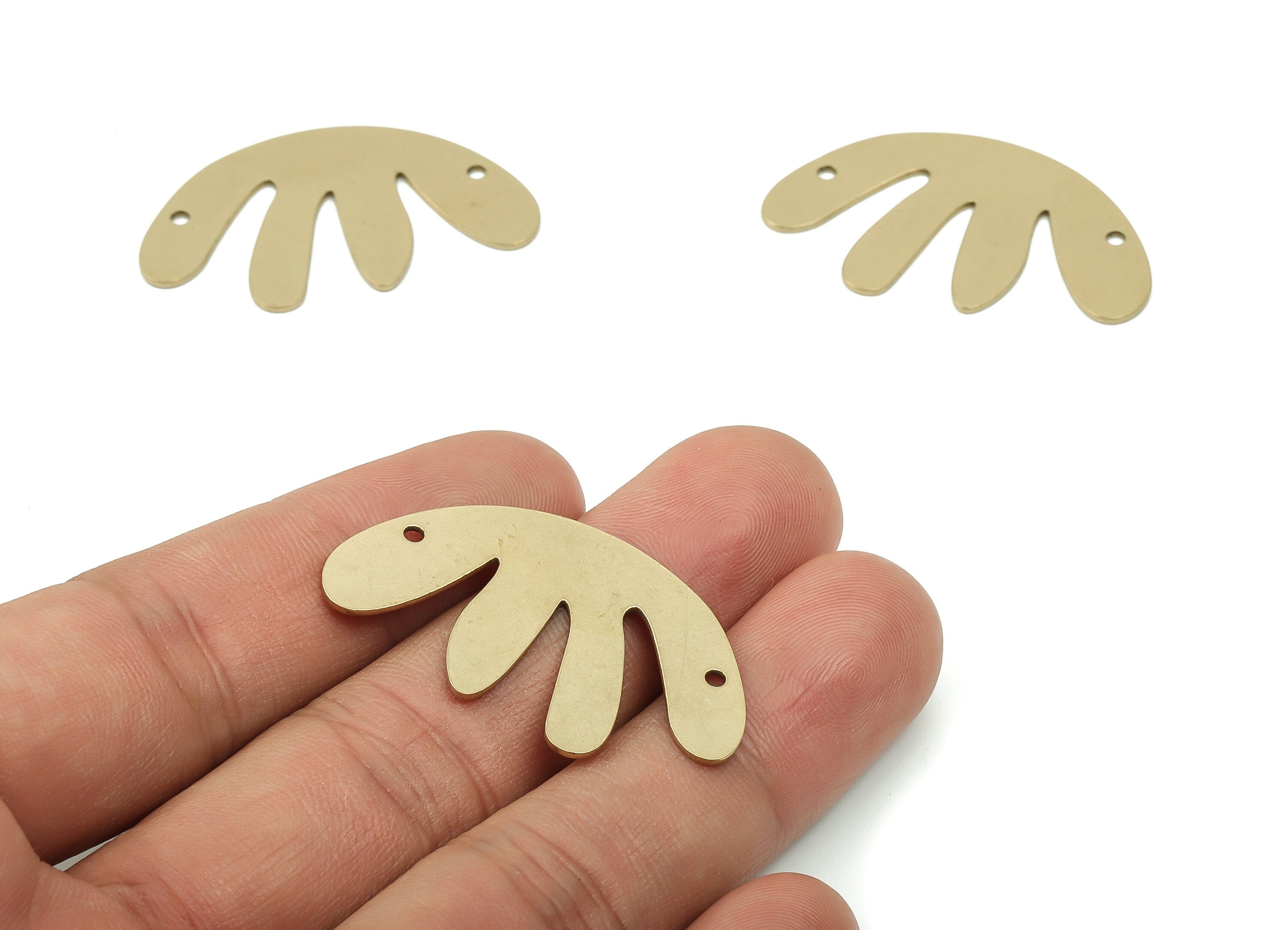 Brass D Earring Connector - Raw Brass Jellyfish Charms and Pendant - Jewelry Making Supplies - 37.85x22.6x0.8mm - PPA0005 - DOMEDBAZAAR