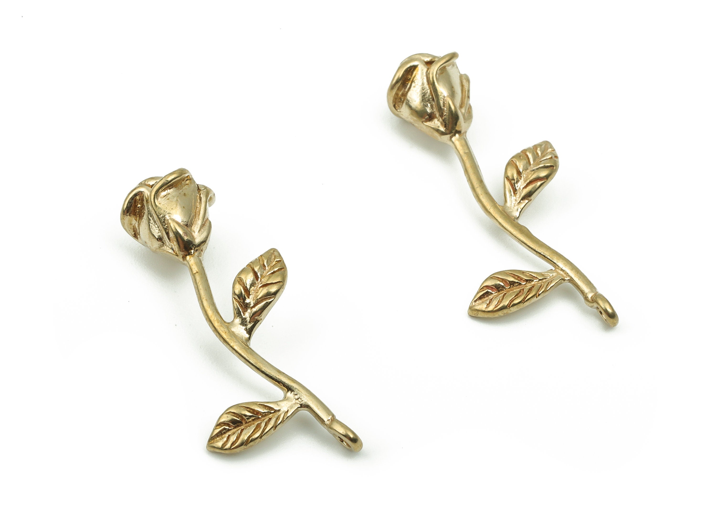 Brass Rose Flower Earrings Charm - Raw Brass Flower Pendant Charms - Flower Jewelry Findings - Jewelry Supplies -25.14x9.74x5.73mm- PP4847 - DOMEDBAZAAR