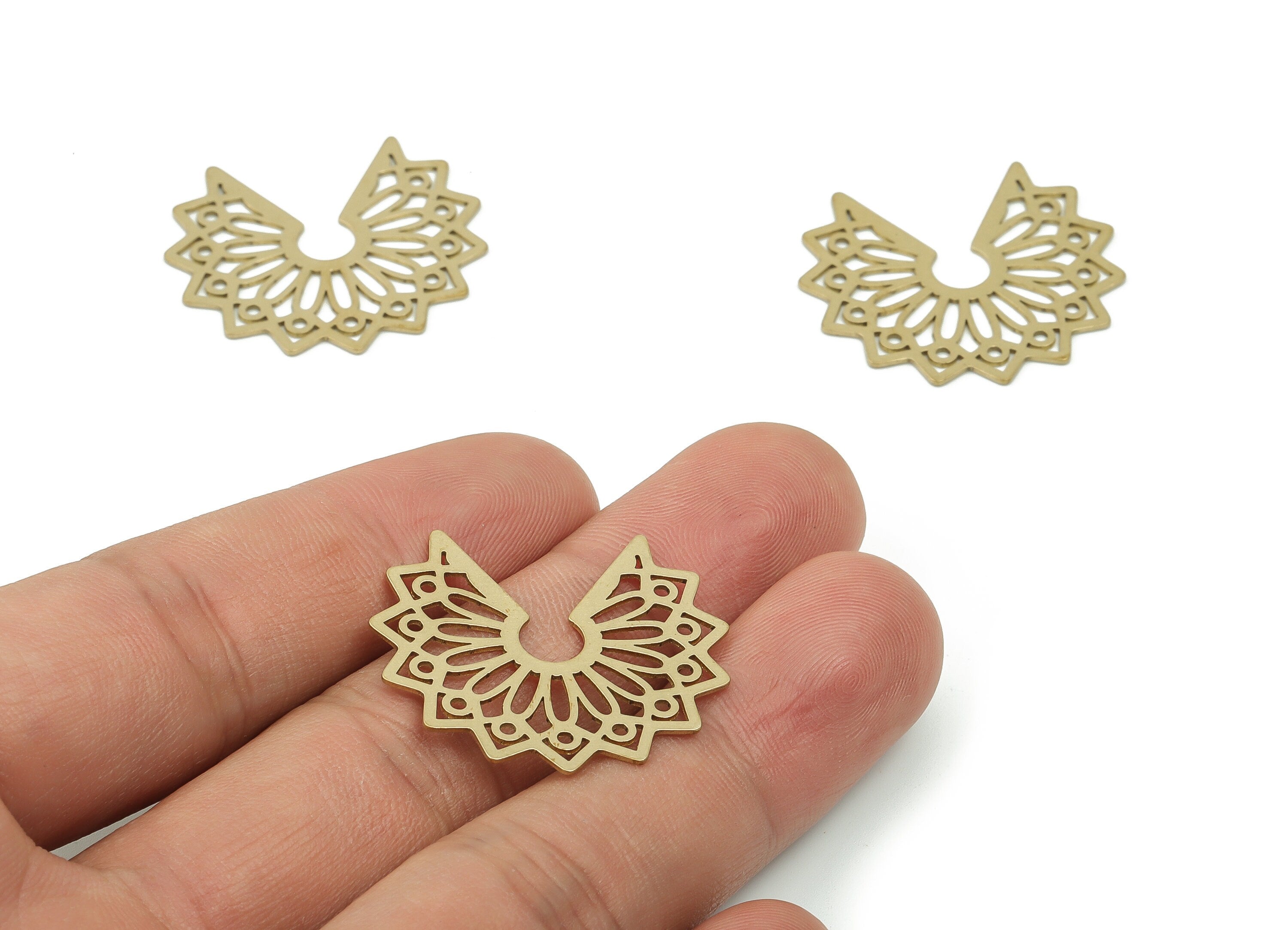 Raw Brass Flower Earrings Charm - Brass Flower Pendant Charm - Flower Earring Connector - Brass Connector Charm -29.83x27.19x0.64mm- PP4838 - DOMEDBAZAAR
