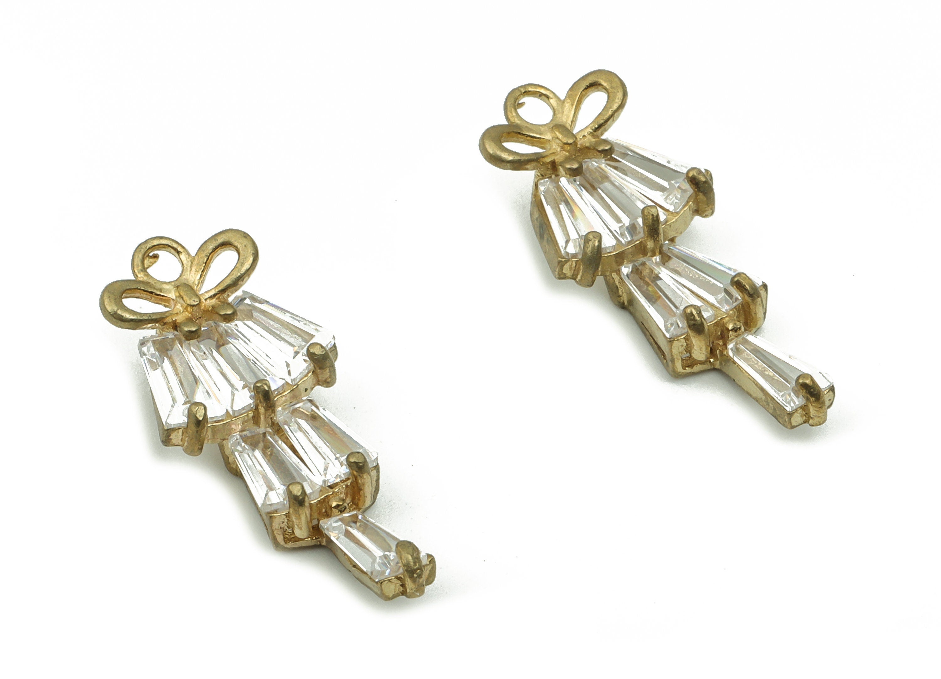 Raw Brass Flower Bell Charm - Brass Tulip Pendant Charm - Brass Flower Earring Charm with Zircon - Dangle Earrings -21.5x9.17x3.63mm- PP4845 - DOMEDBAZAAR