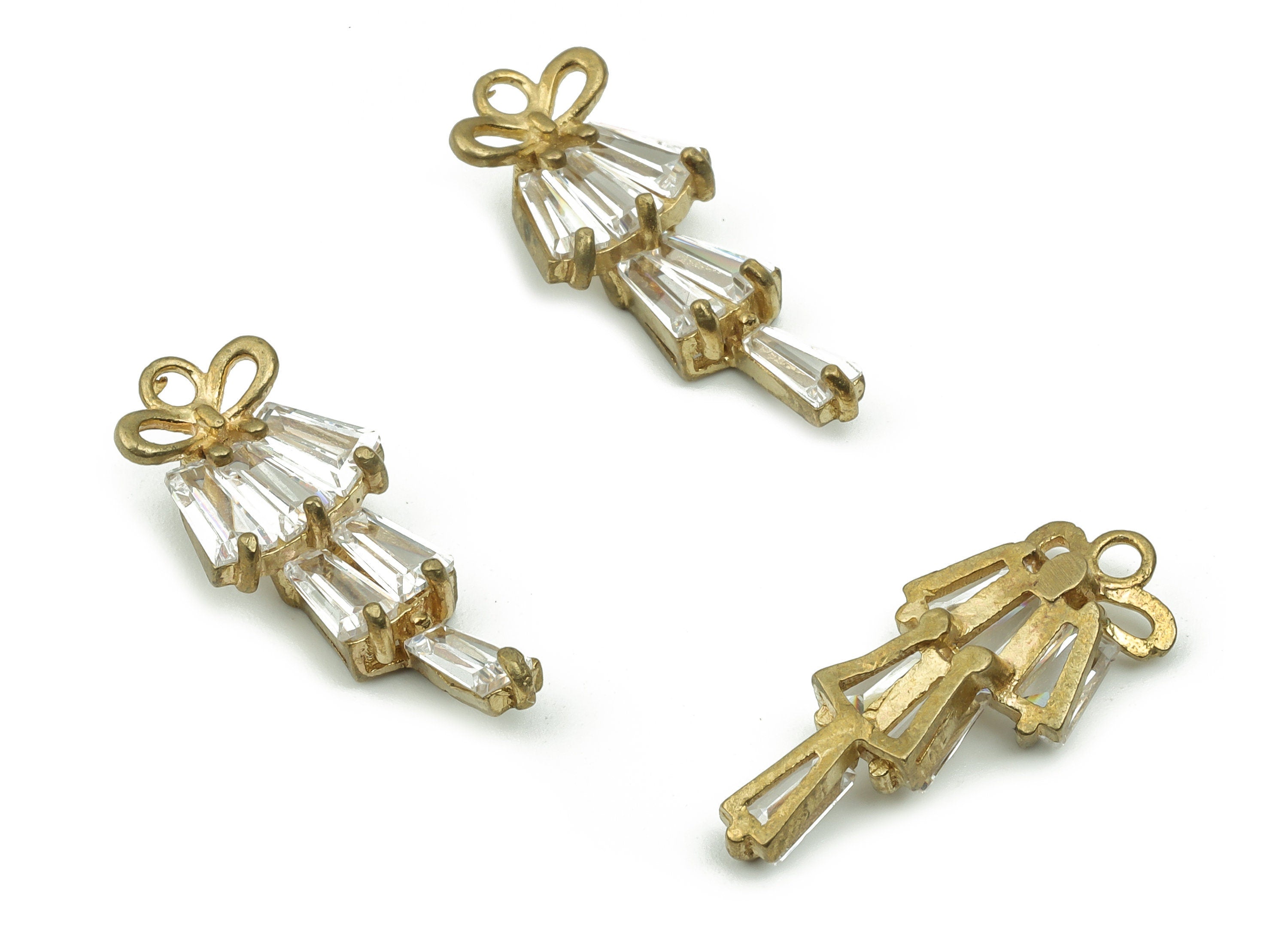 Raw Brass Flower Bell Charm - Brass Tulip Pendant Charm - Brass Flower Earring Charm with Zircon - Dangle Earrings -21.5x9.17x3.63mm- PP4845 - DOMEDBAZAAR