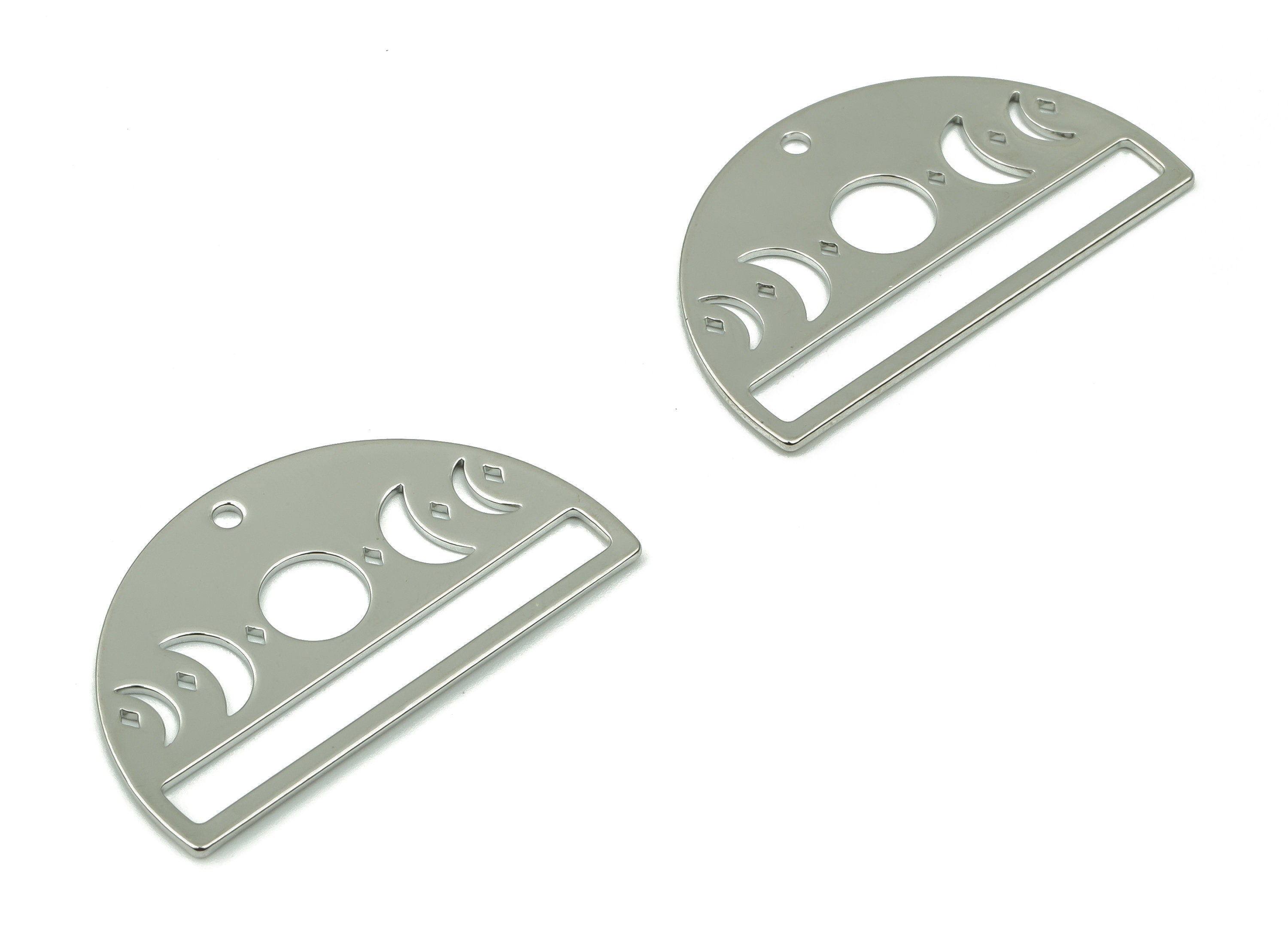 Moon Phase Semicircle Pendant - Brass Half Moon Earring Charms - Silver Tone Plated Brass - Jewelry Supplies - 29.07x17.15x0.78mm - PPM3719S - DOMEDBAZAAR