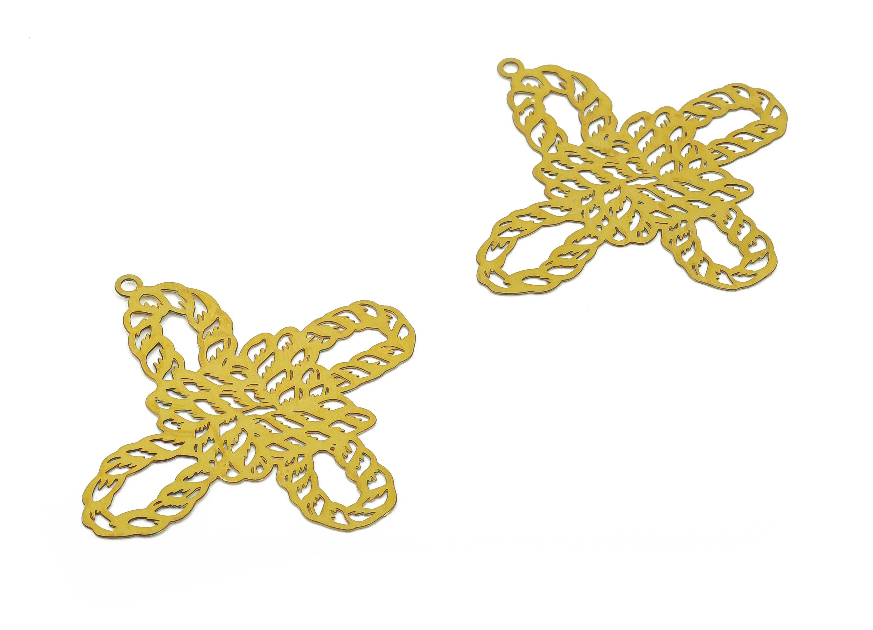 Brass Twisted Rope Chain Charm - Raw Brass Twisted Chain Pendant - DIY Jewelry Making Supplies - 30.07x28.9x0.3mm - JJB6785 - DOMEDBAZAAR