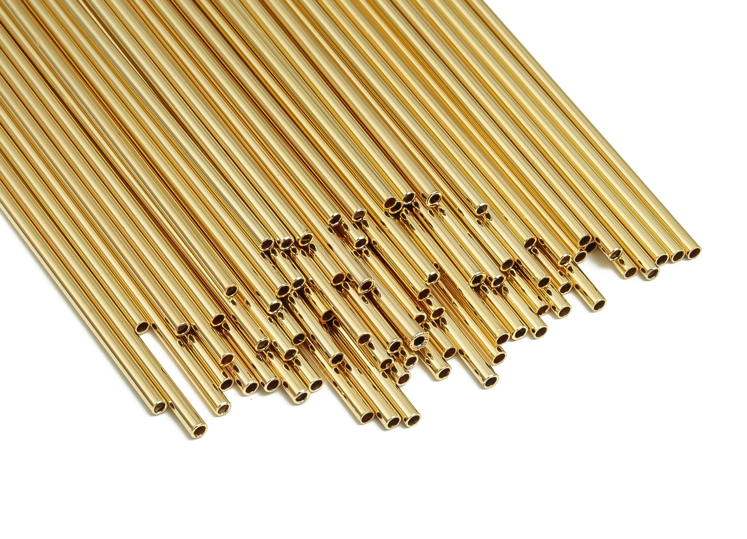 Brass Himmeli Tubes - Brass Himmeli DIY Tube Beads - Geometric Shapes - For Air Plants - 18k Real Gold Plated Brass -2x0.2x160mm-RGP4048-160 - DOMEDBAZAAR
