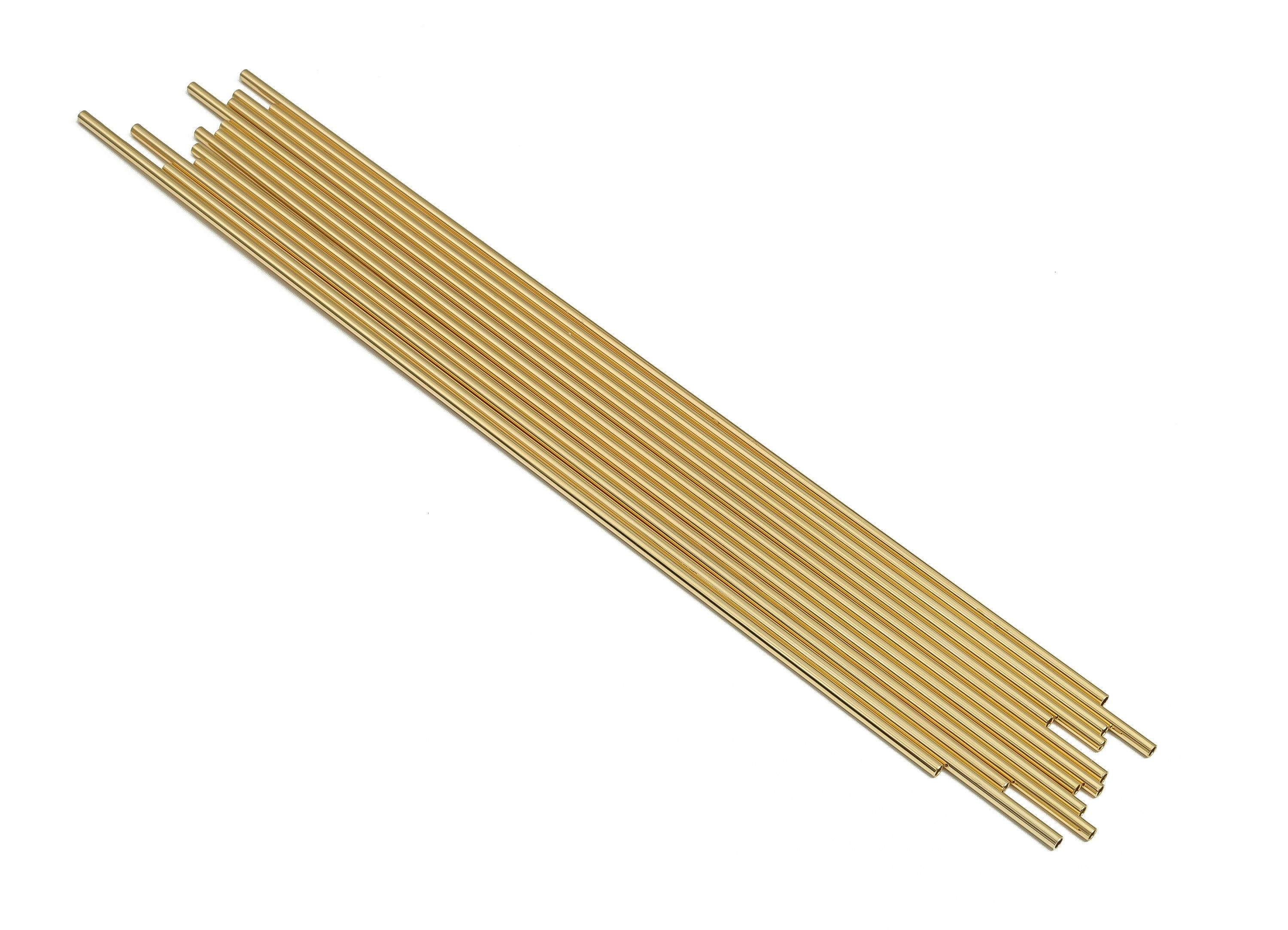 Brass Himmeli Tubes - Brass Himmeli DIY Tube Beads - Geometric Shapes - For Air Plants - 18k Real Gold Plated Brass -2x0.2x170mm-RGP4048-170 - DOMEDBAZAAR