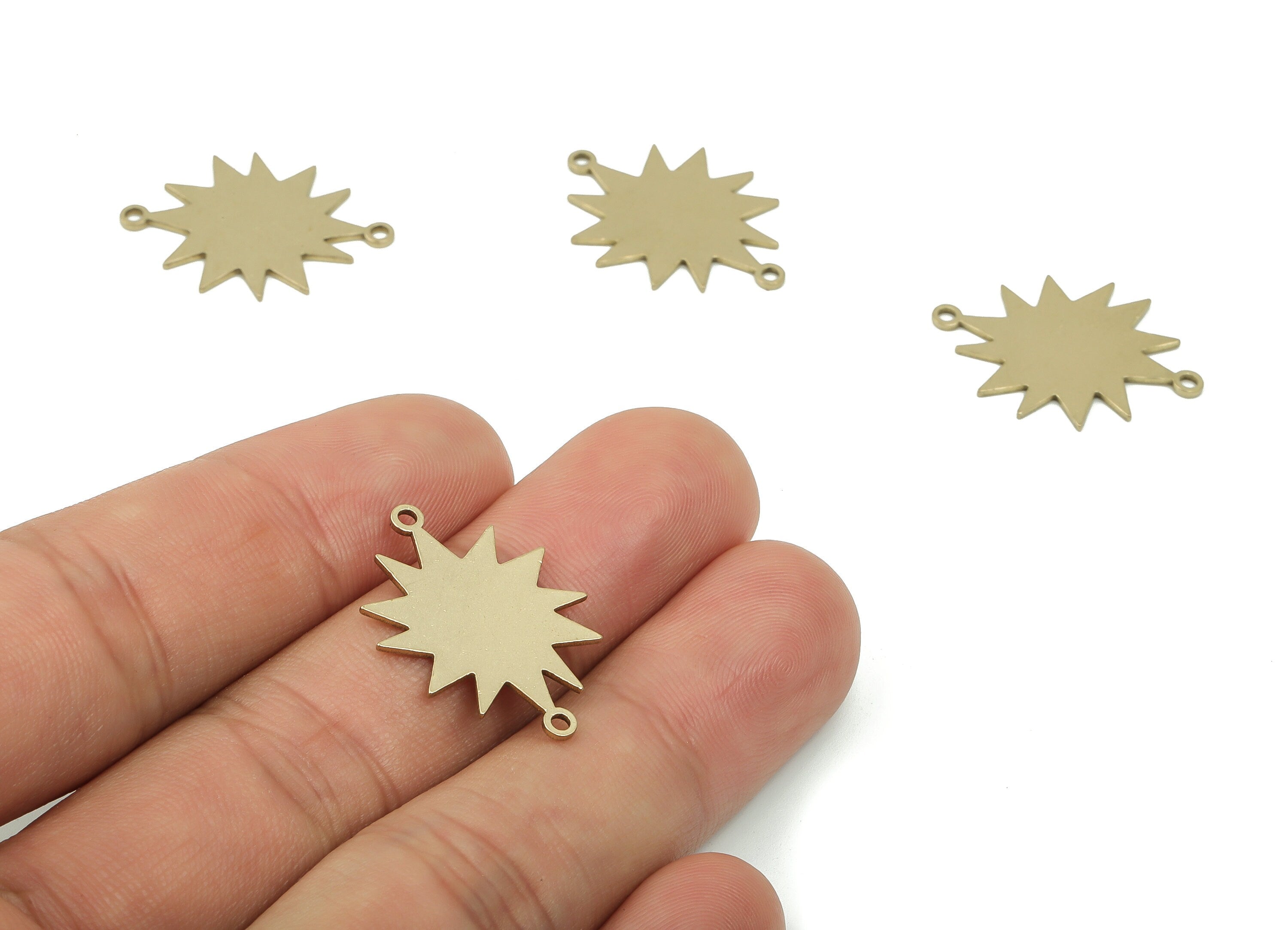 Stamping Blank Brass Sun Earring Connectors - Raw Brass Sun Charms and Pendant - Jewelry Making Supplies - 24.86x18.59x0.9mm - PPA0001 - DOMEDBAZAAR