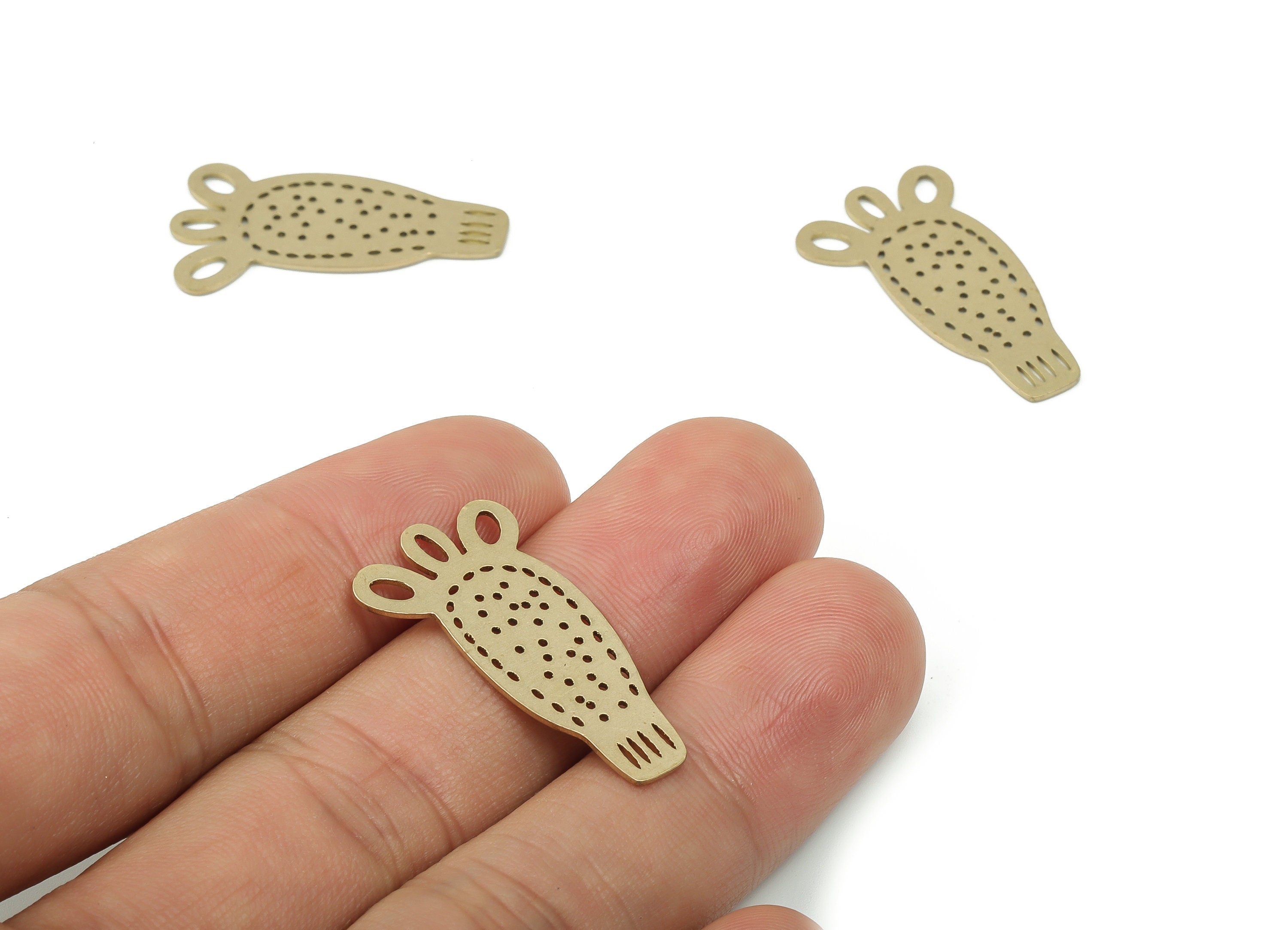 Brass Lotus Earring Connectors - Raw Brass Footprint Charms and Pendant - DIY Jewelry Making Supplies - 29.76x16.12x0.76mm - PPA0159 - DOMEDBAZAAR