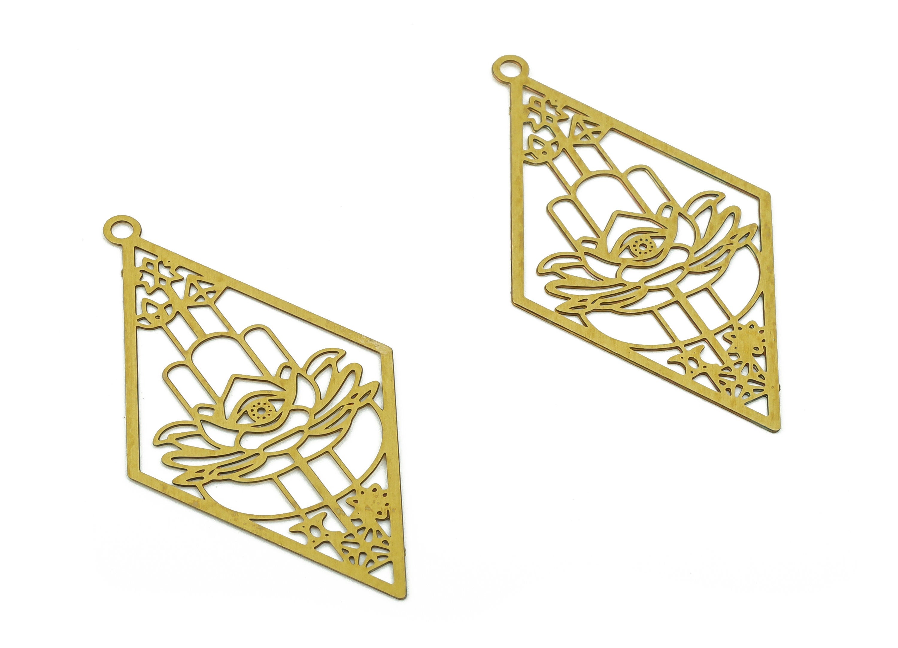 Brass Triangle Pendant Charm - Brass Earring Charm - Diamond Earrings Charm - Laser Cut Charm - Jewelry Supplies -37.42x20.87x0.34mm-JJB6779 - DOMEDBAZAAR