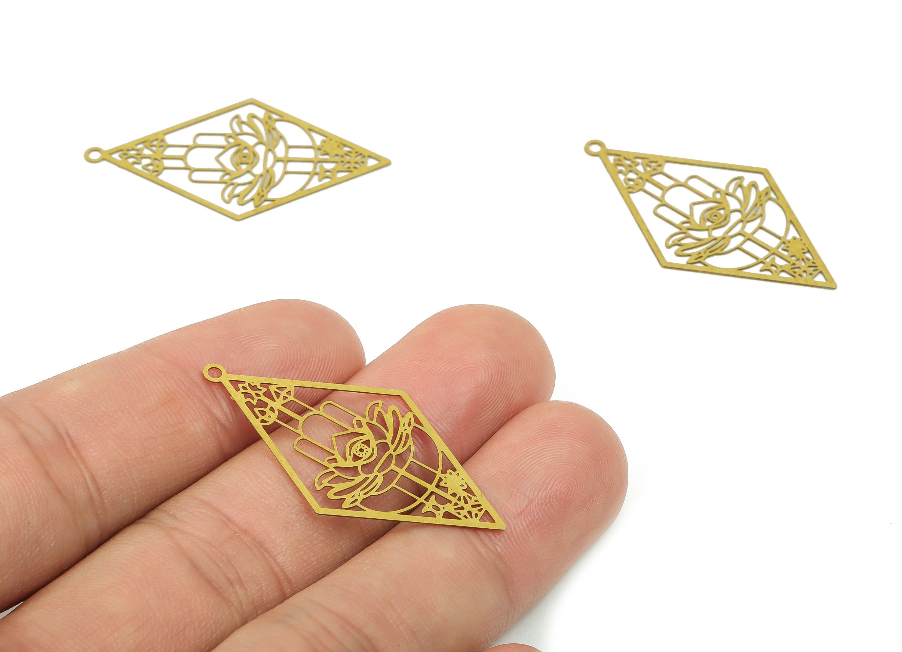 Brass Triangle Pendant Charm - Brass Earring Charm - Diamond Earrings Charm - Laser Cut Charm - Jewelry Supplies -37.42x20.87x0.34mm-JJB6779 - DOMEDBAZAAR