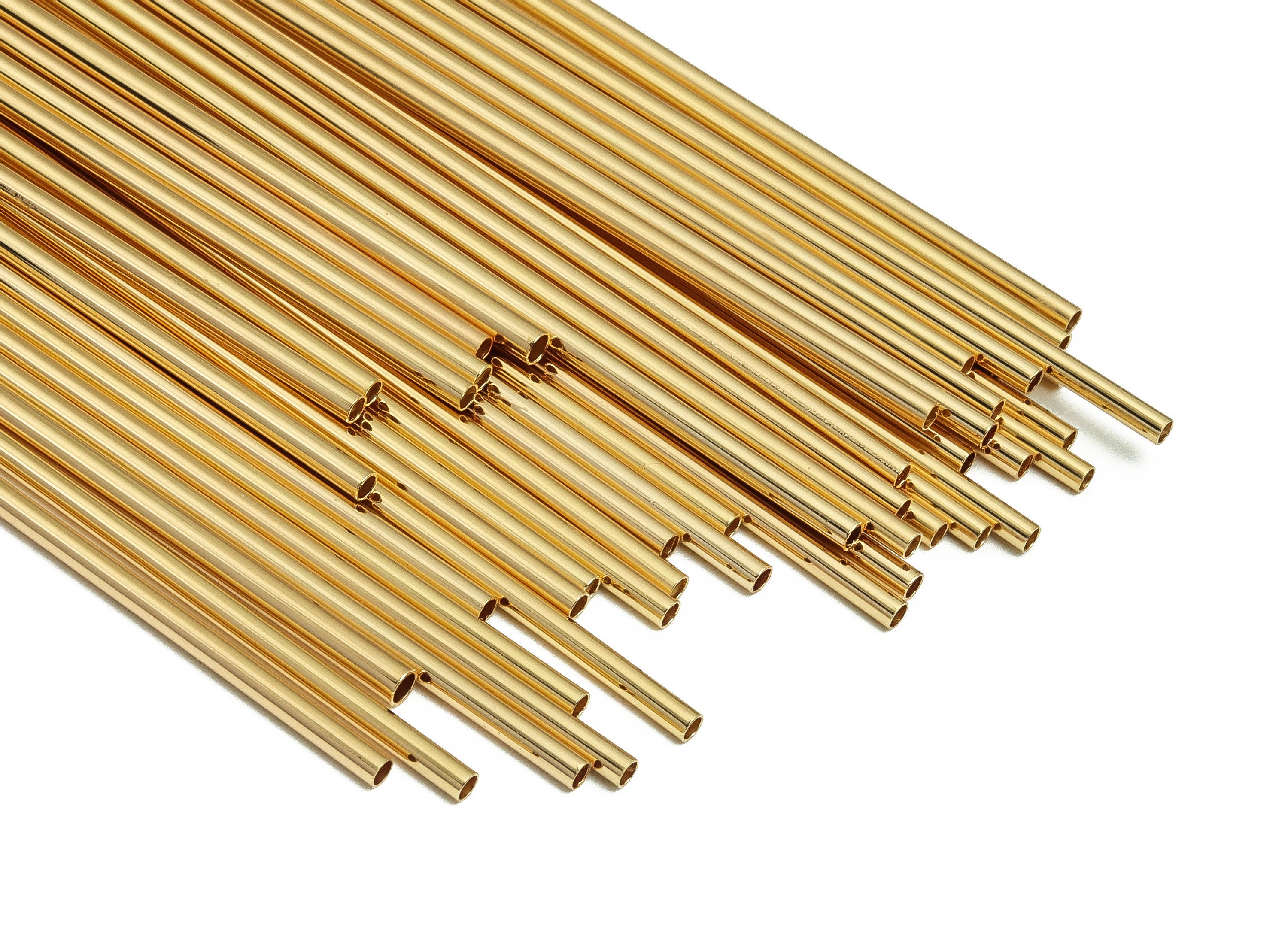 Brass Himmeli Tubes -Brass Himmeli DIY Tube Beads - Geometric Shapes - For Plants - 18k Real Gold Plated Brass -2.5x0.2x275mm- RGP4049-275 - DOMEDBAZAAR