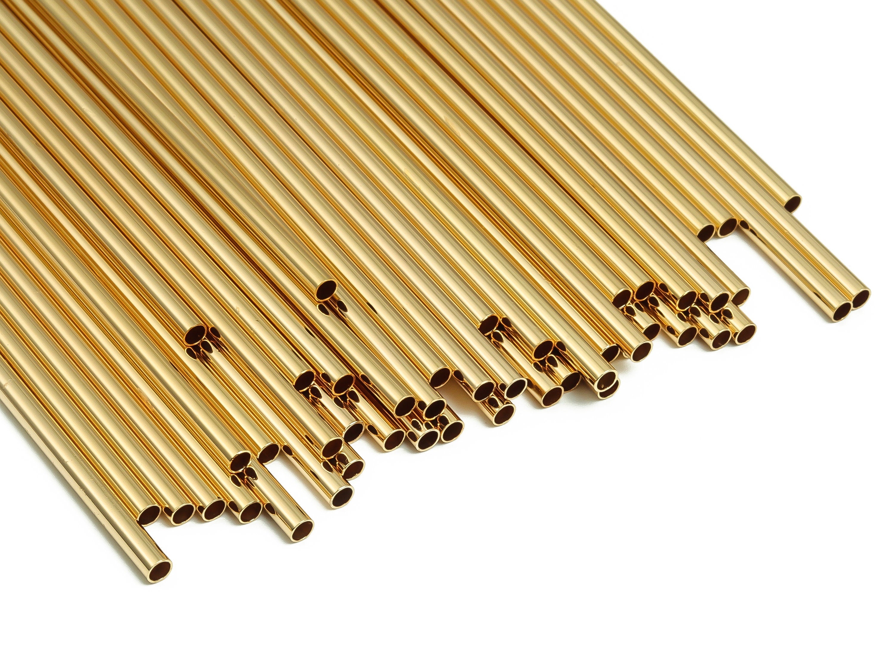 Brass Himmeli Tubes -Brass Himmeli DIY Tube Beads - Geometric Shapes - For Air Plants - 18k Real Gold Plated Brass -3x0.2x100mm- RGP4050-100 - DOMEDBAZAAR