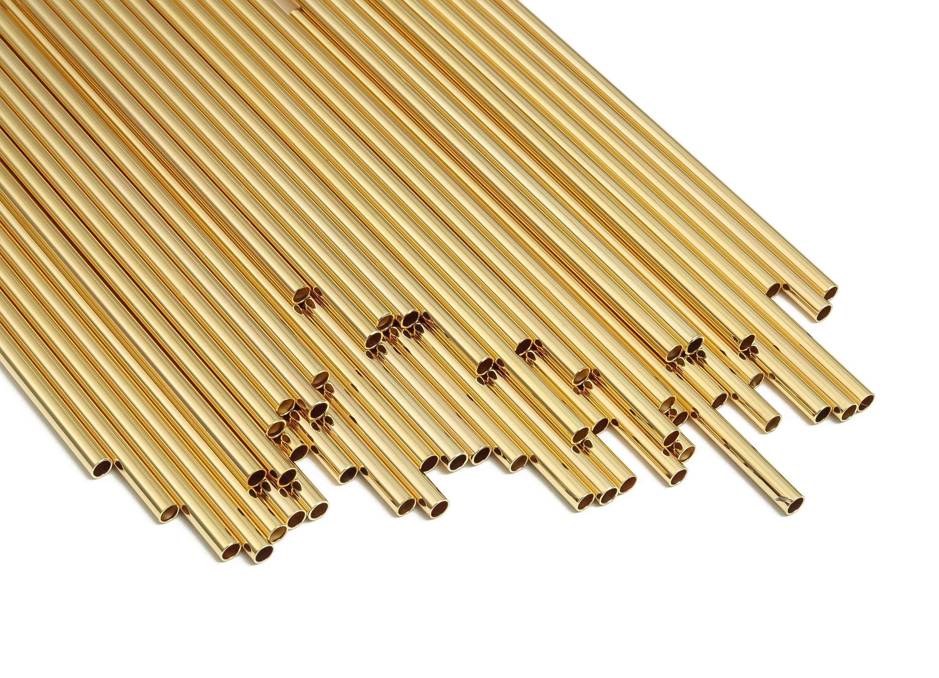 Brass Himmeli Tubes -Brass Himmeli DIY Tube Beads - Geometric Shapes - For Air Plants - 18k Real Gold Plated Brass -3x0.2x110mm- RGP4050-110 - DOMEDBAZAAR