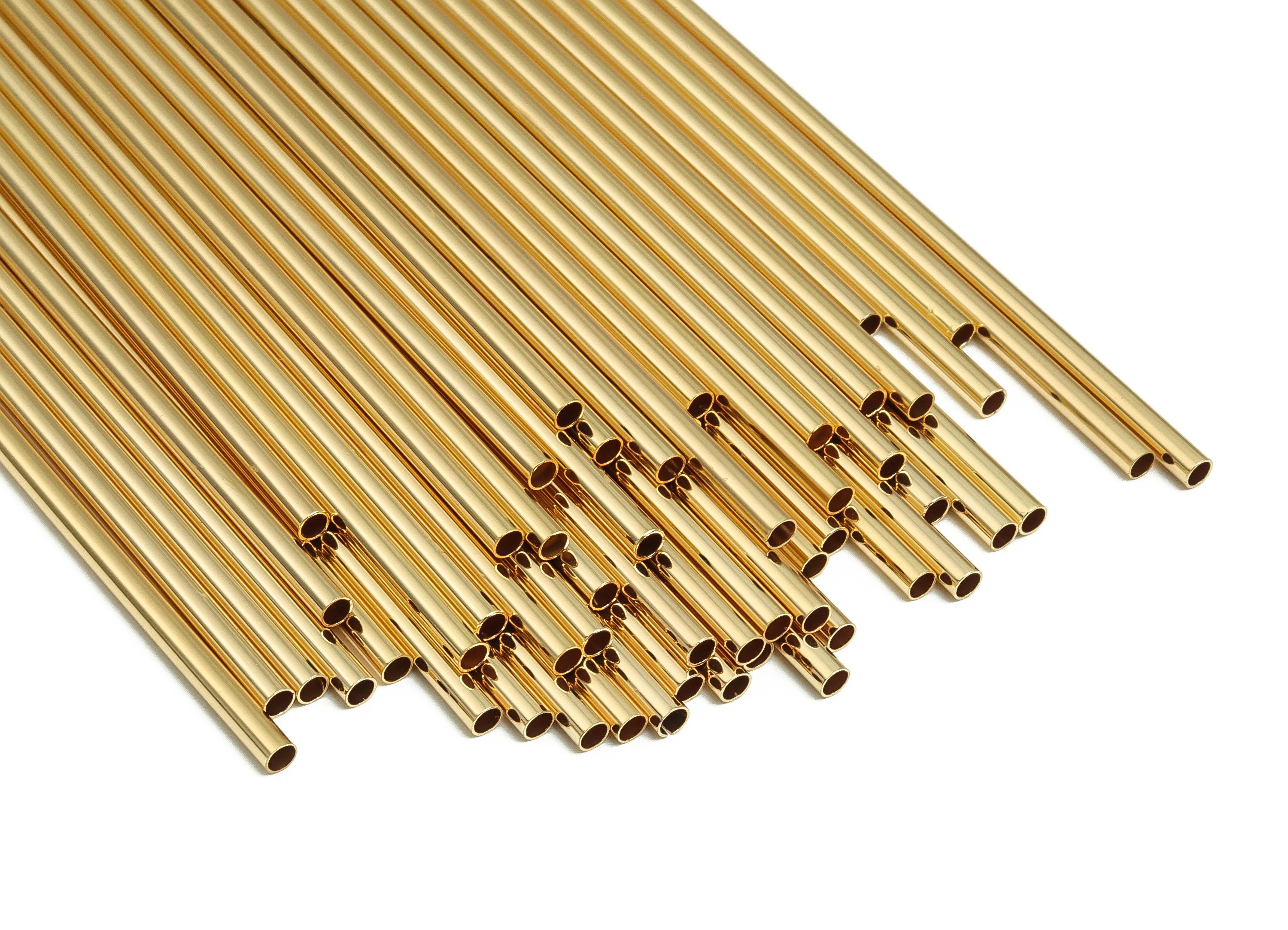 Brass Himmeli Tubes -Brass Himmeli DIY Tube Beads - Geometric Shapes - For Air Plants - 18k Real Gold Plated Brass -3x0.2x140mm- RGP4050-140 - DOMEDBAZAAR