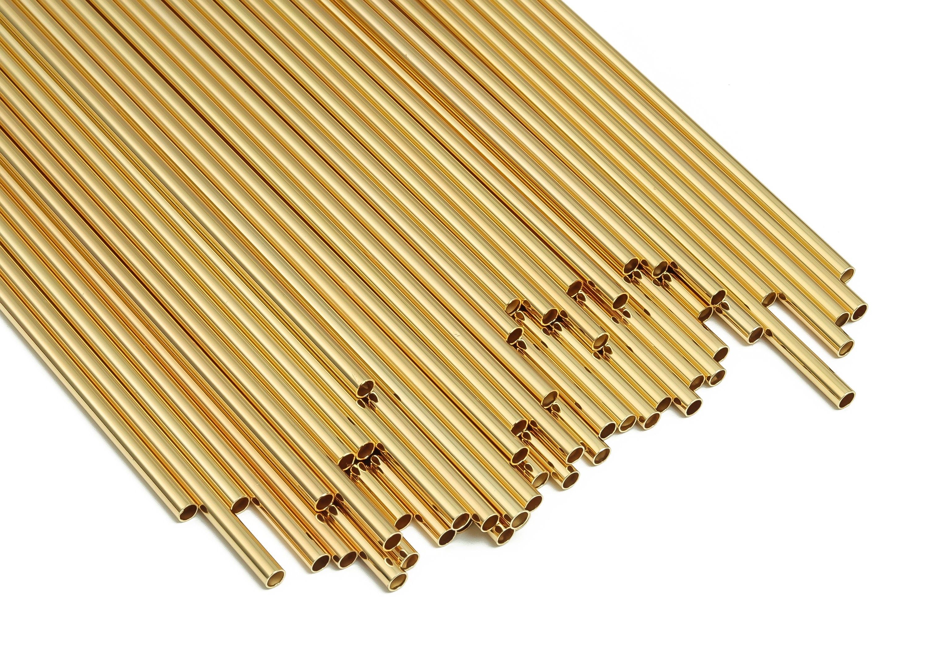 Brass Himmeli Tubes -Brass Himmeli DIY Tube Beads - Geometric Shapes - For Air Plants - 18k Real Gold Plated Brass -3x0.2x170mm- RGP4050-170 - DOMEDBAZAAR