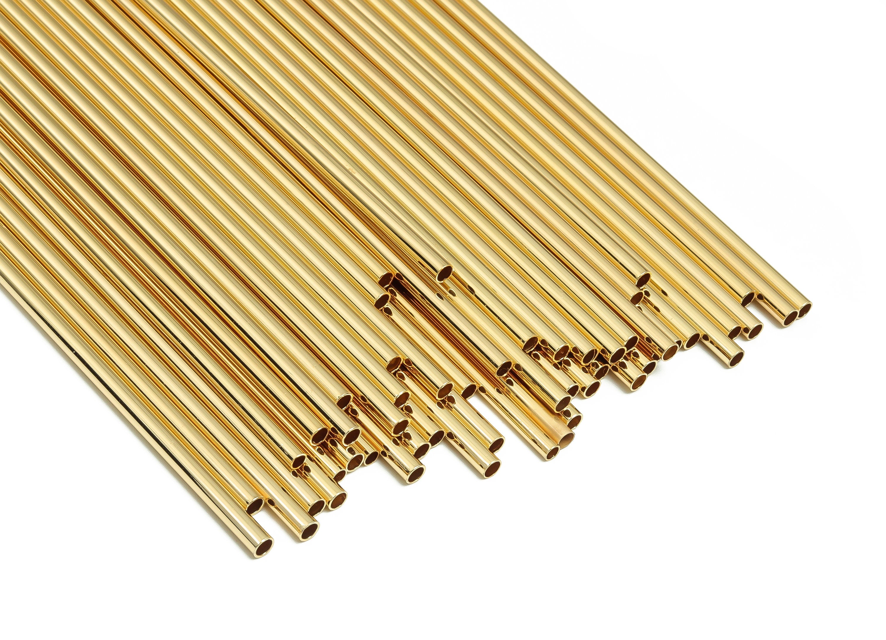 Brass Himmeli Tubes -Brass Himmeli DIY Tube Beads - Geometric Shapes - For Air Plants - 18k Real Gold Plated Brass -3x0.2x250mm- RGP4050-250 - DOMEDBAZAAR