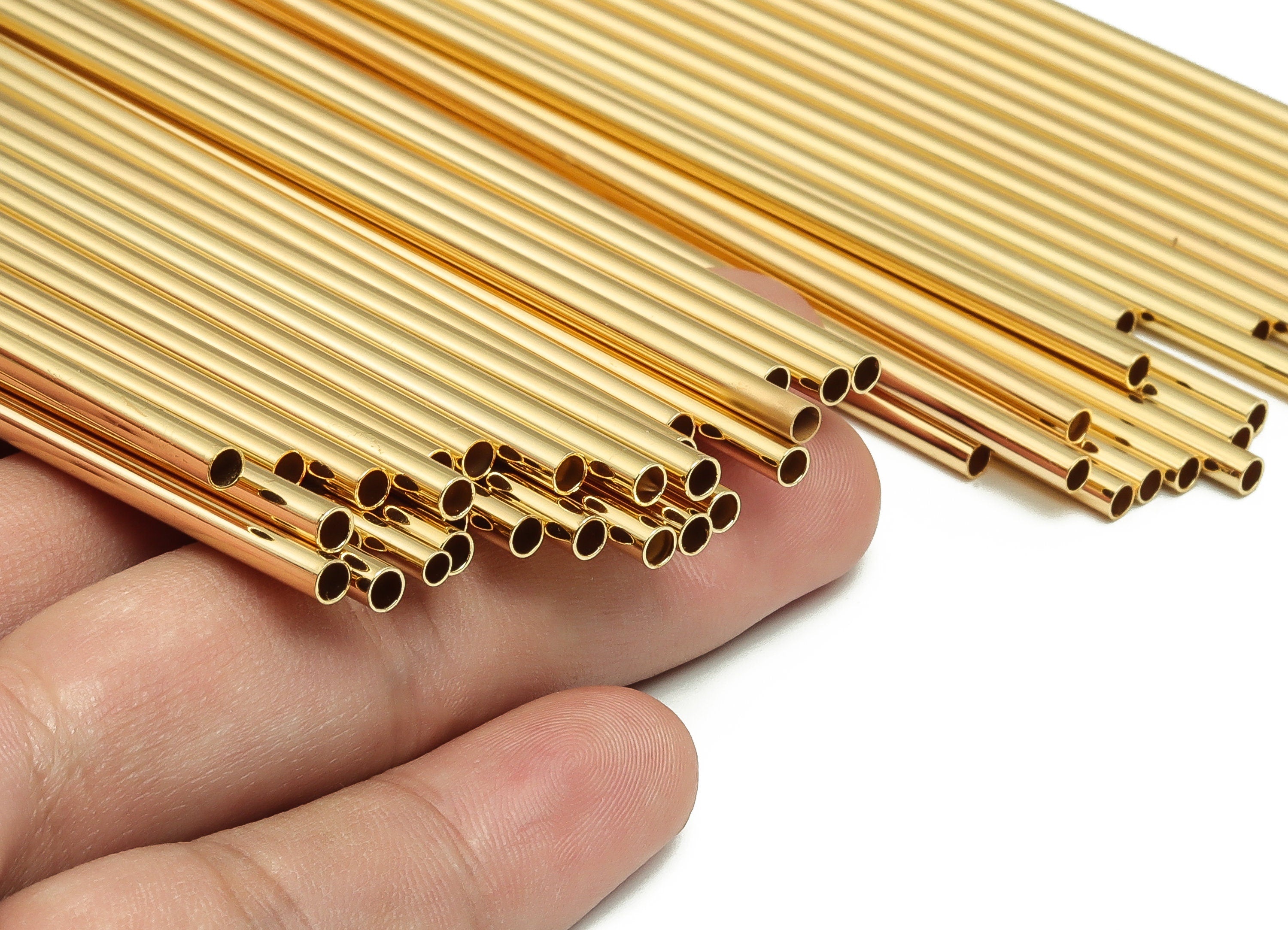 Brass Himmeli Tubes -Brass Himmeli DIY Tube Beads - Geometric Shapes - For Air Plants - 18k Real Gold Plated Brass -3x0.2x250mm- RGP4050-250 - DOMEDBAZAAR