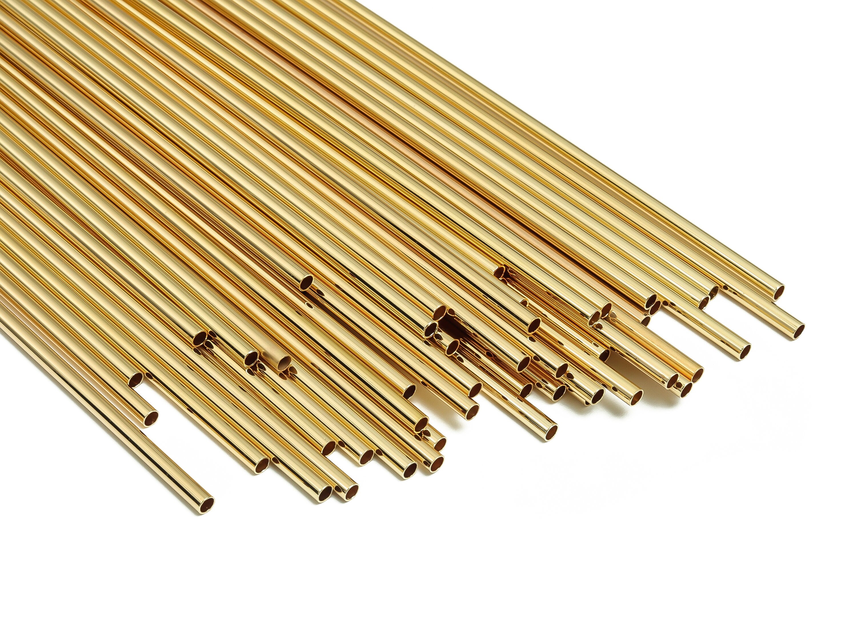 Brass Himmeli Tubes -Brass Himmeli DIY Tube Beads - Geometric Shapes - For Air Plants - 18k Real Gold Plated Brass -3x0.2x325mm- RGP4050-325 - DOMEDBAZAAR