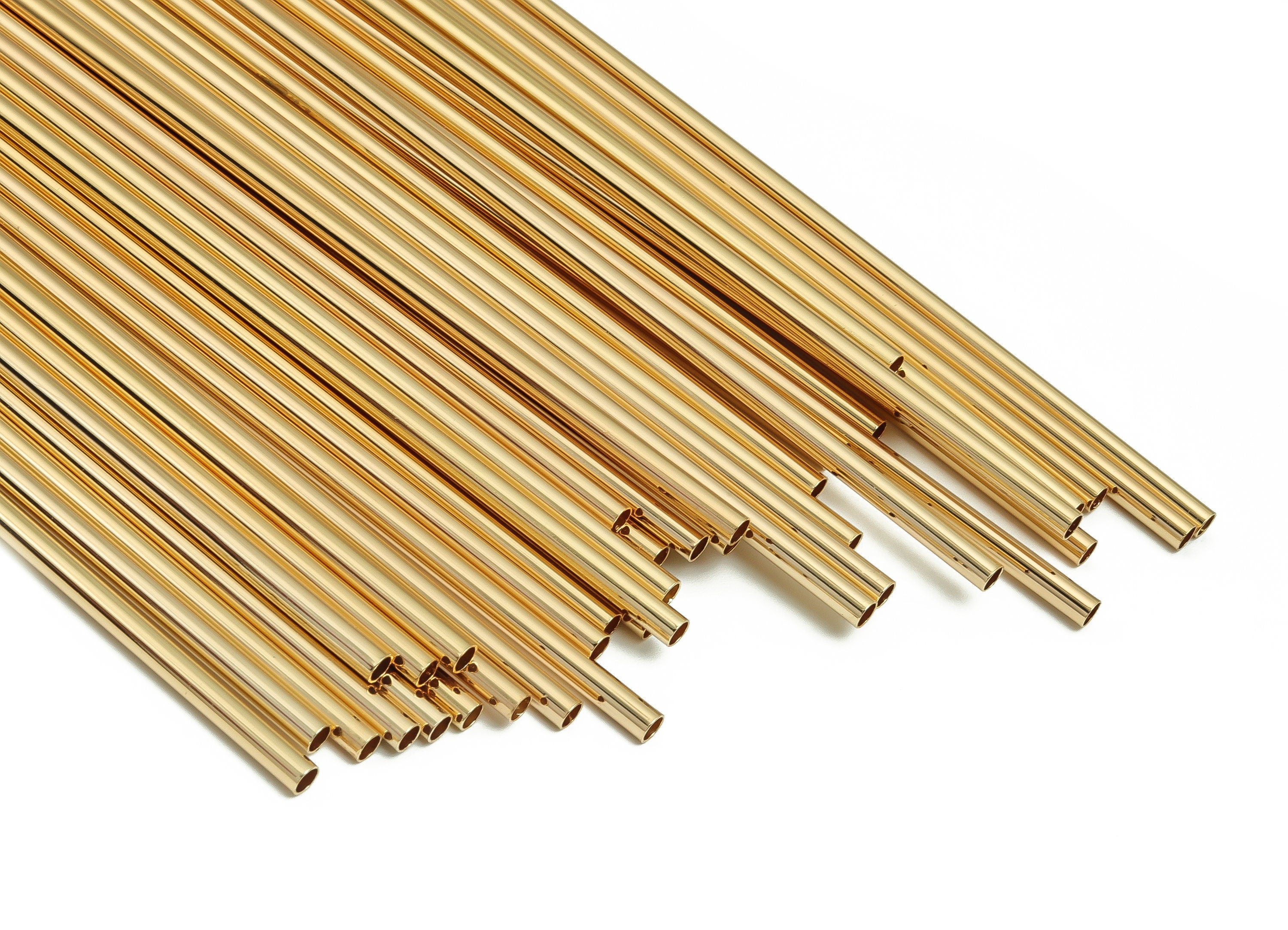 Brass Himmeli Tubes -Brass Himmeli DIY Tube Beads - Geometric Shapes - For Air Plants - 18k Real Gold Plated Brass-3.5x0.2x400mm-RGP4051-400 - DOMEDBAZAAR