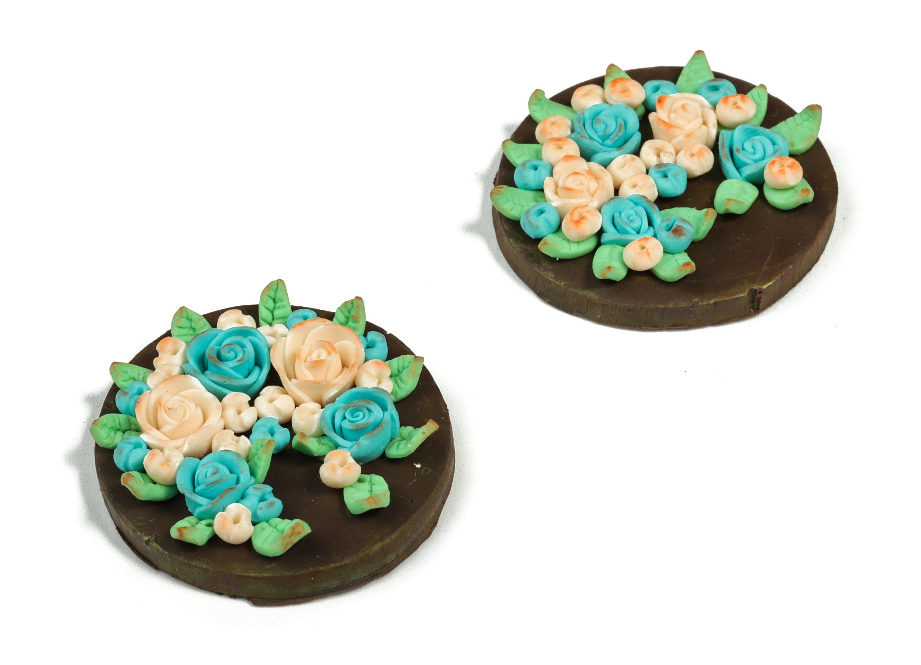 PolymerClay Round Flower Earring Charms - PolymerClay Circle Flower Pandant - Earring Finding - Jewelry Handmade - 35.15x33x8.6mm - PC2269C - DOMEDBAZAAR