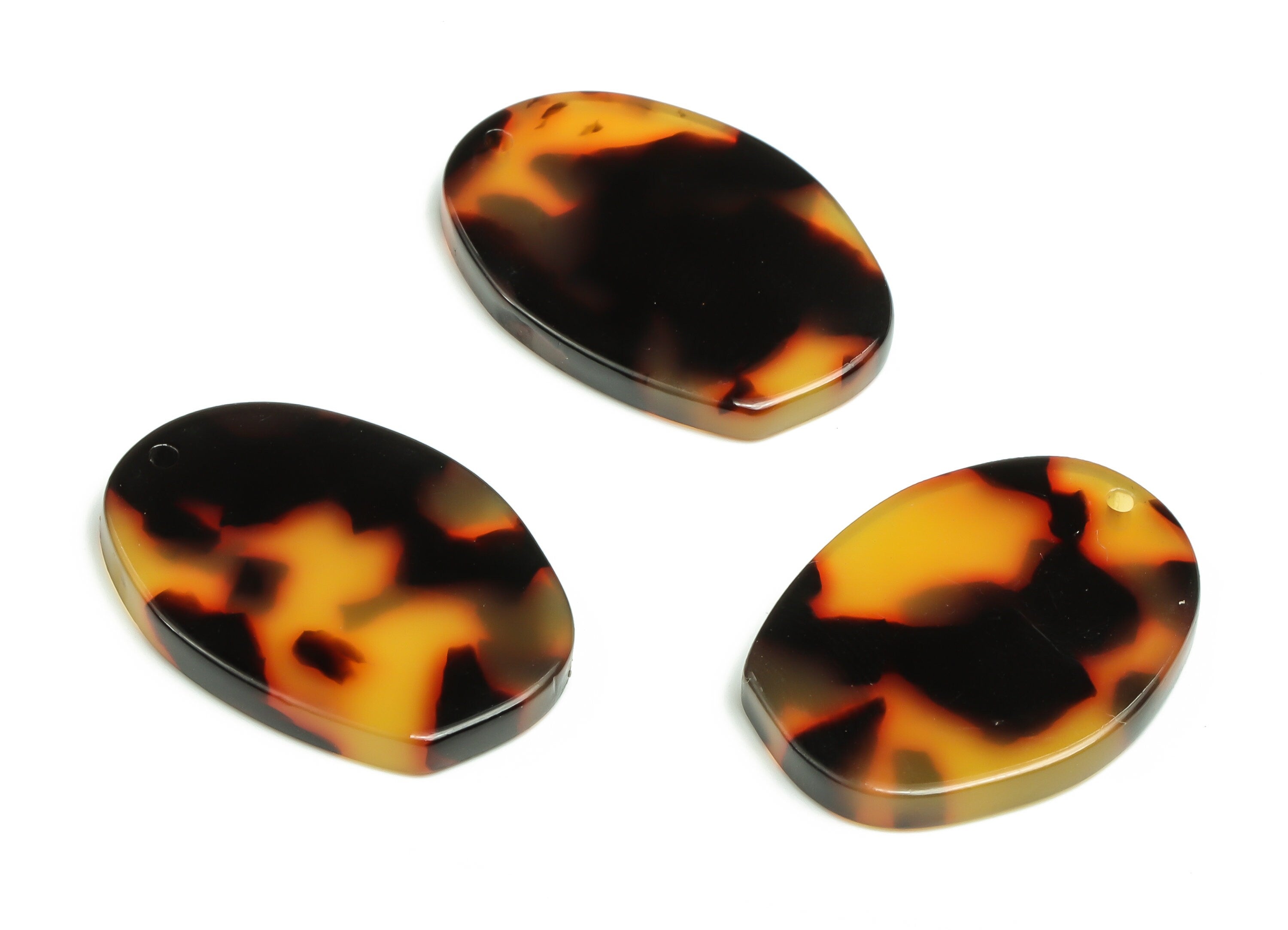 Acetate Oval Earring Charms - Acetate Oval Pendant - Tortoise Shell - Jewelry Supplies - Color Code:A01 - 24.6x17.8x2.7mm - AC2338-A01 - DOMEDBAZAAR