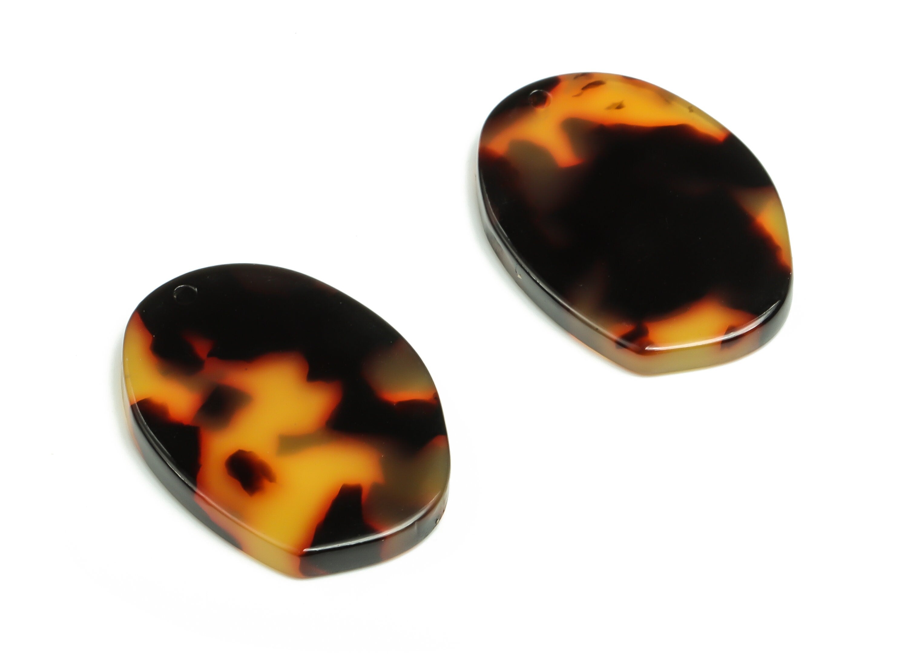 Acetate Oval Earring Charms - Acetate Oval Pendant - Tortoise Shell - Jewelry Supplies - Color Code:A01 - 24.6x17.8x2.7mm - AC2338-A01 - DOMEDBAZAAR