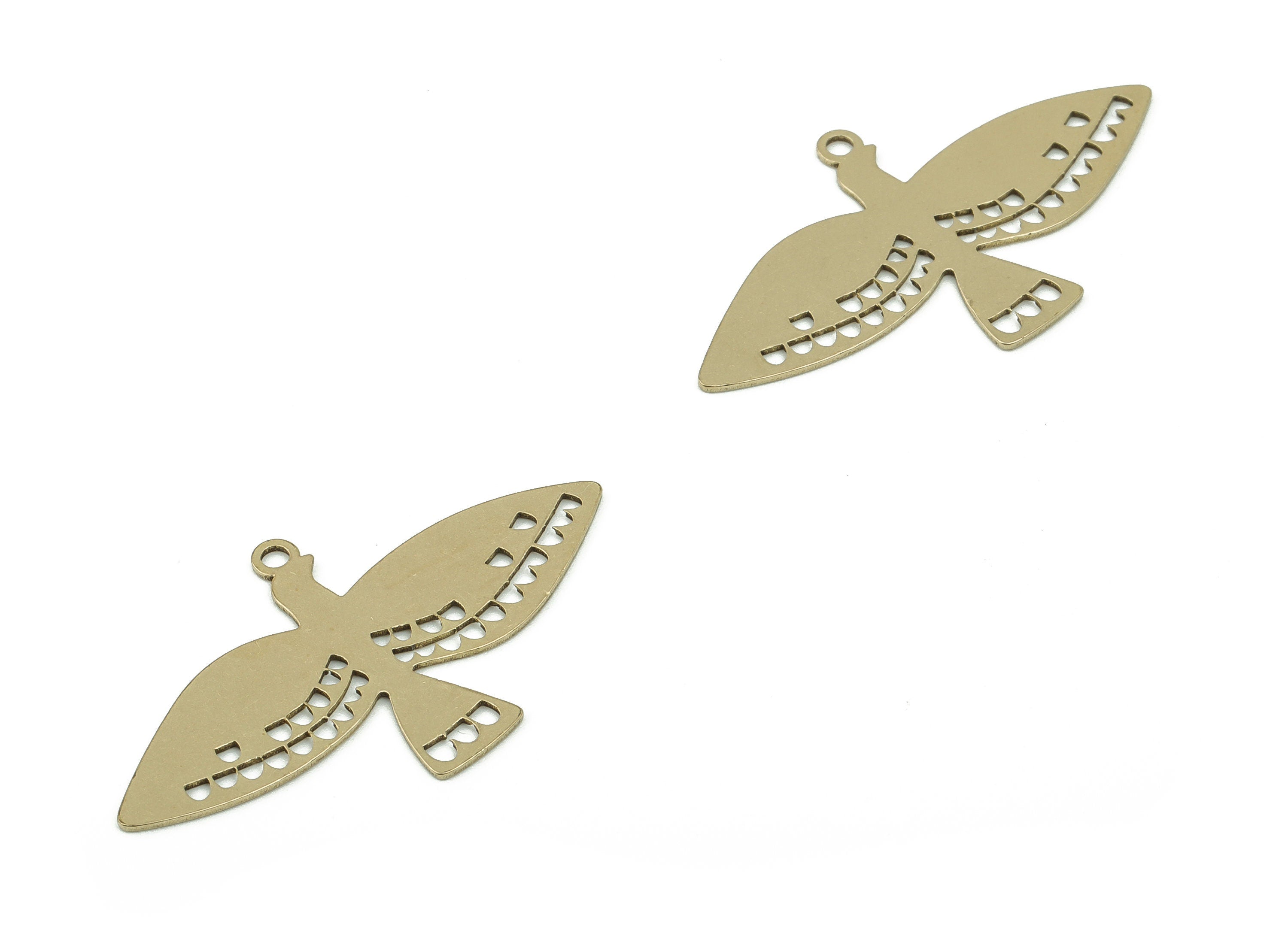 Brass Flying Bird Earring Charms - Raw Brass Flying Bird Pendant - Laser Cut Charm- Jewelry Making Supplies - 34.74x19.71x0.56mm - PPA0013 - DOMEDBAZAAR