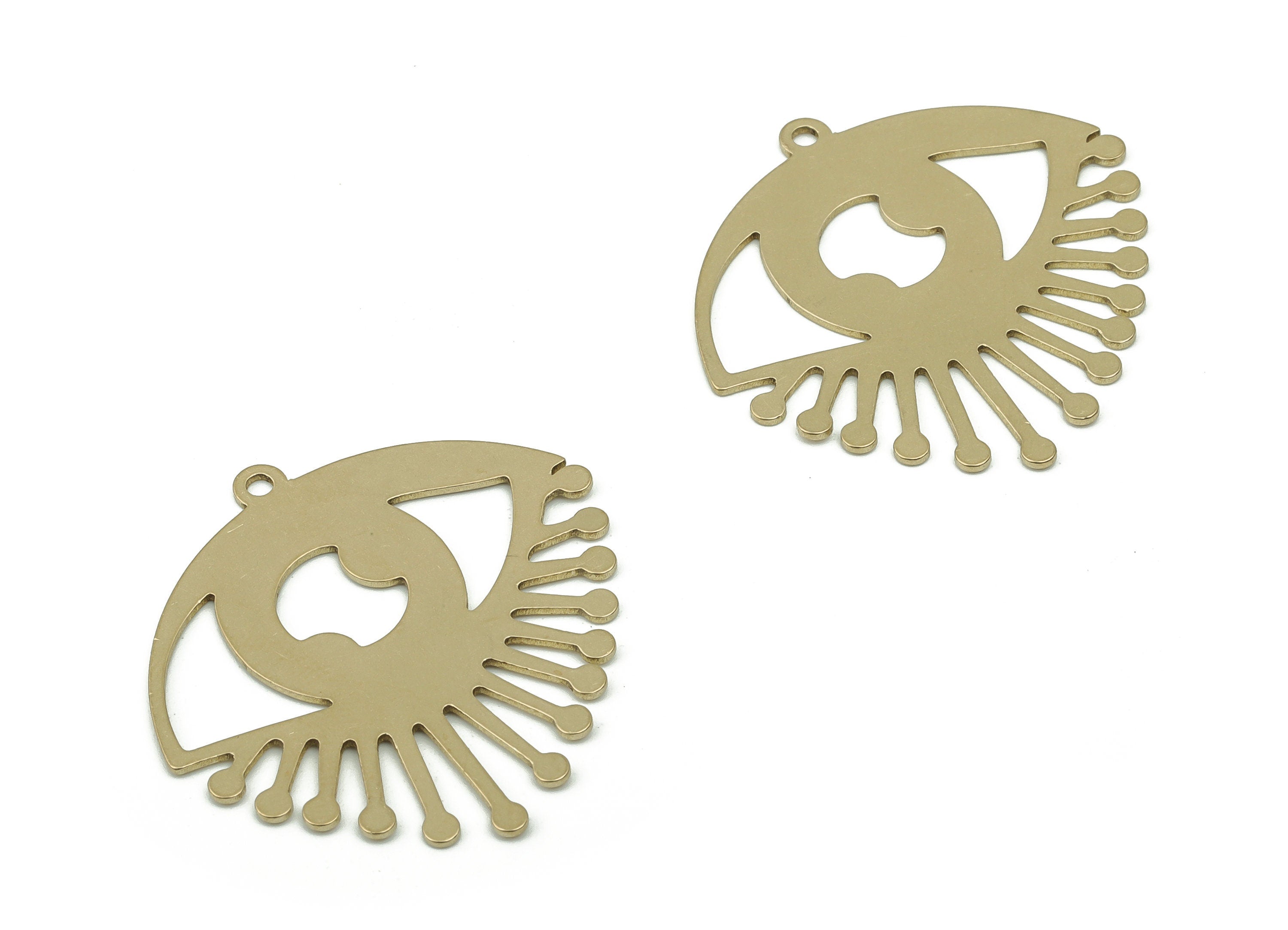 Brass Eye Pendant Charm - Raw Brass Eyelash Earring Charm - Laser Cut Charm - DIY Making Charm - Jewelry Supplies -30.16x29.67x0.6mm- PP4835 - DOMEDBAZAAR