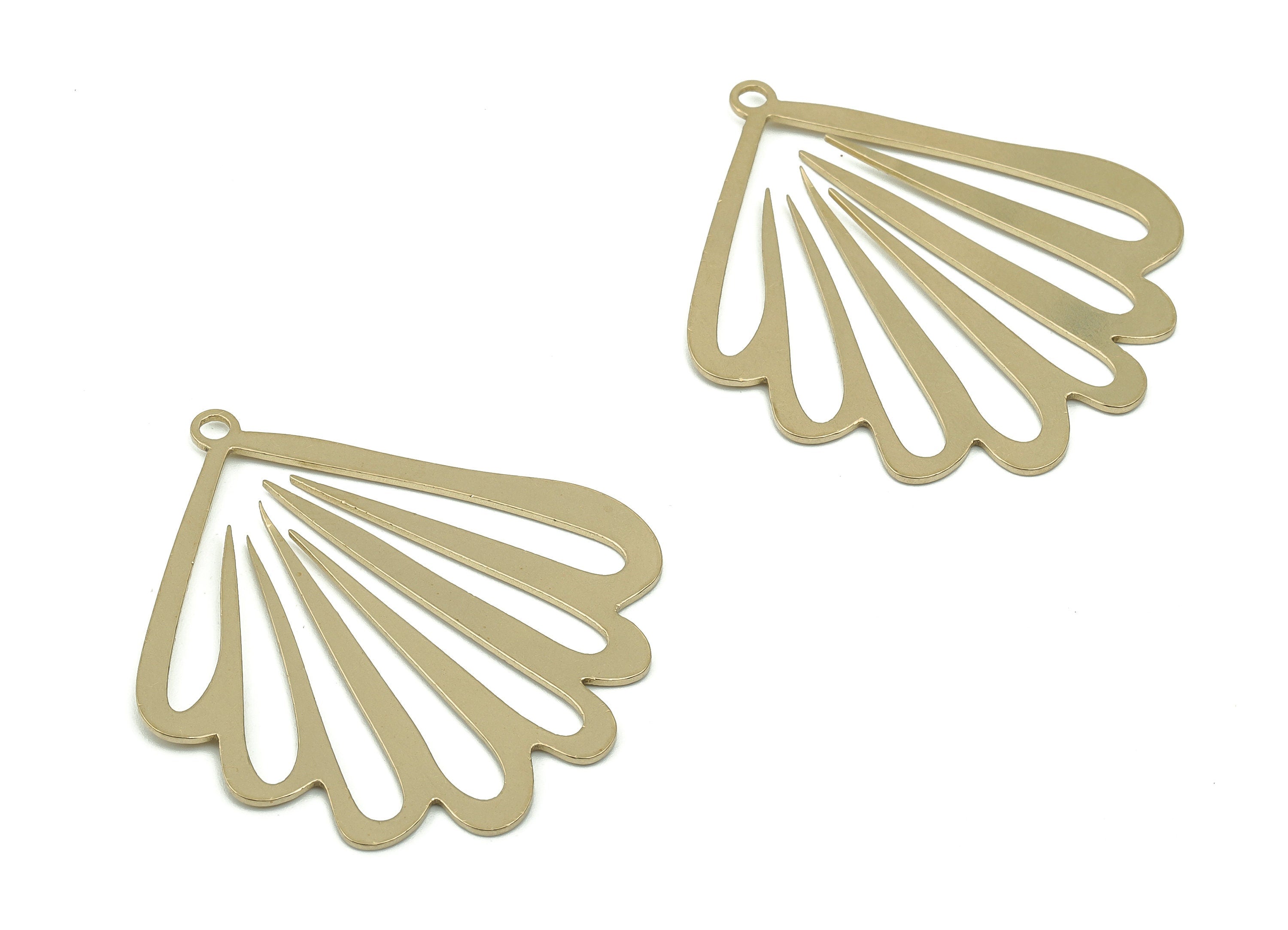Brass Flower Earring Charms - Raw Brass Flower Leaves Pendant  - DIY Jewelry Making Supplies - 39.87x36.43x0.71mm - PPA0037 - DOMEDBAZAAR