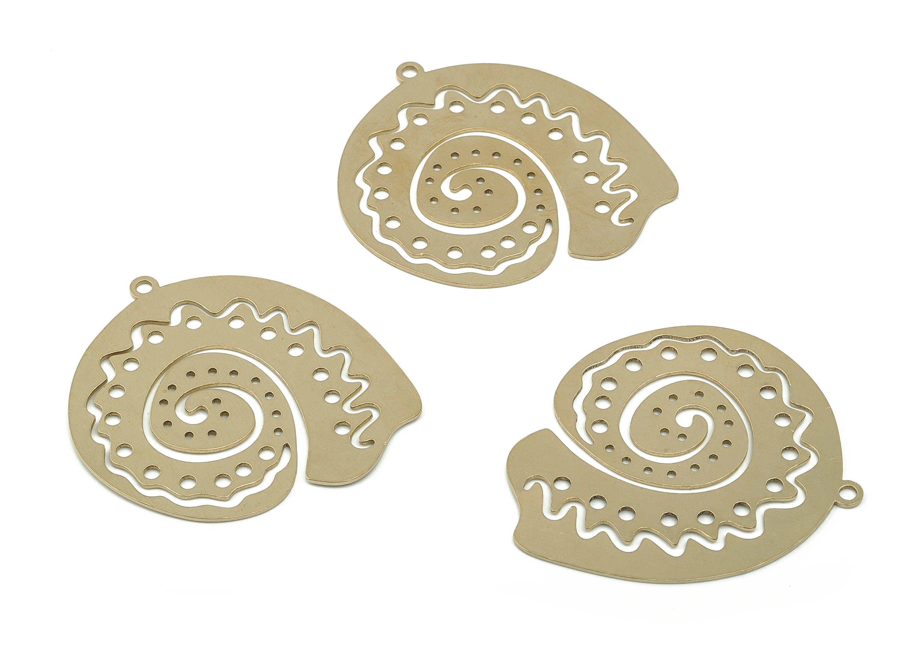 Brass Snail Earring Charms - Raw Brass Snail Pendant - Laser Cut Charm - Jewelry Making Supplies - 40.08x38.07x0.7mm - PPA0077 - DOMEDBAZAAR