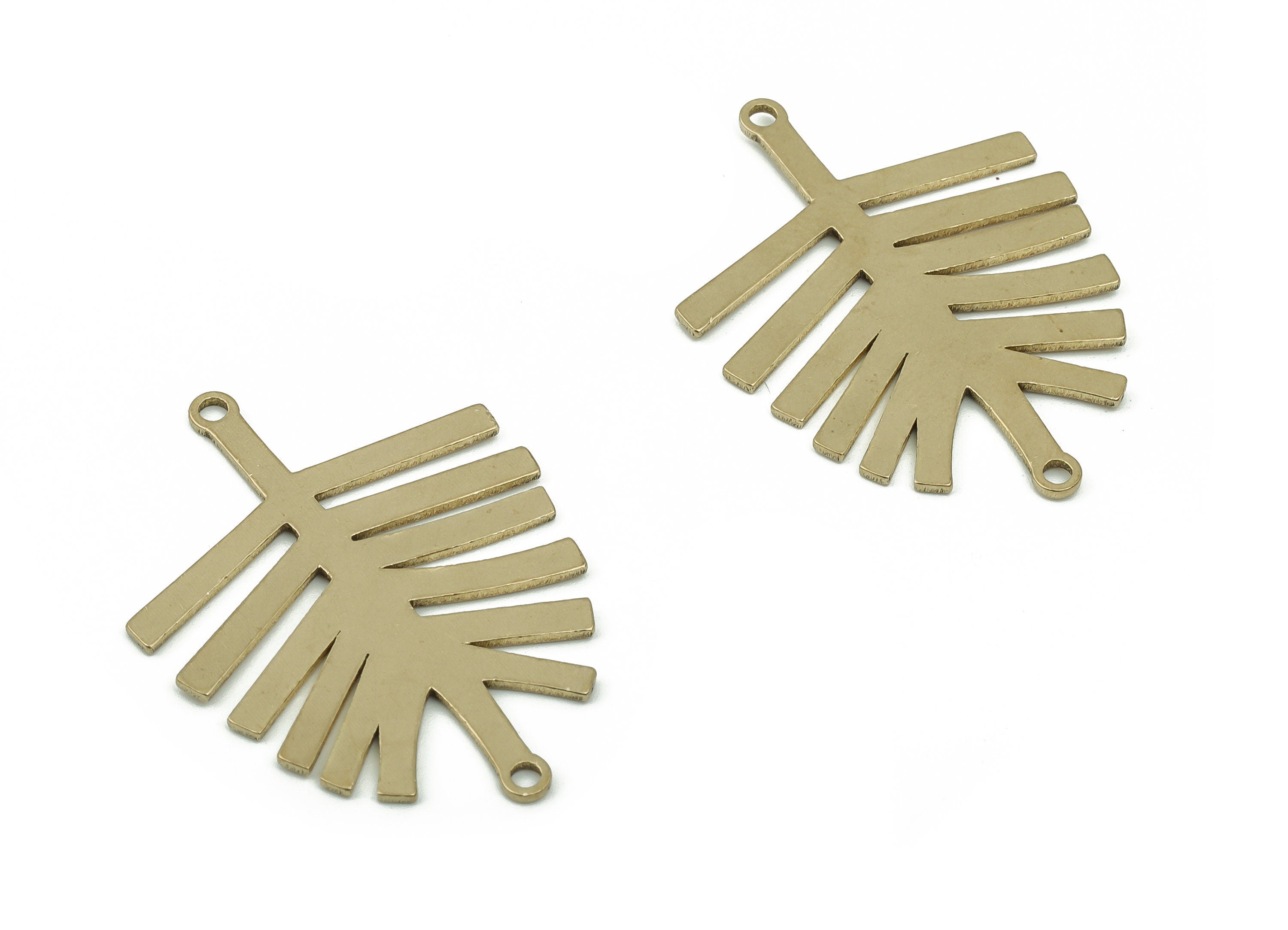 Brass Leaves Earring Connectors - Raw Brass Leaf Charms and Pendant - Jewelry Making Supplies - 32.18x24.16x0.73mm - PPA0019 - DOMEDBAZAAR