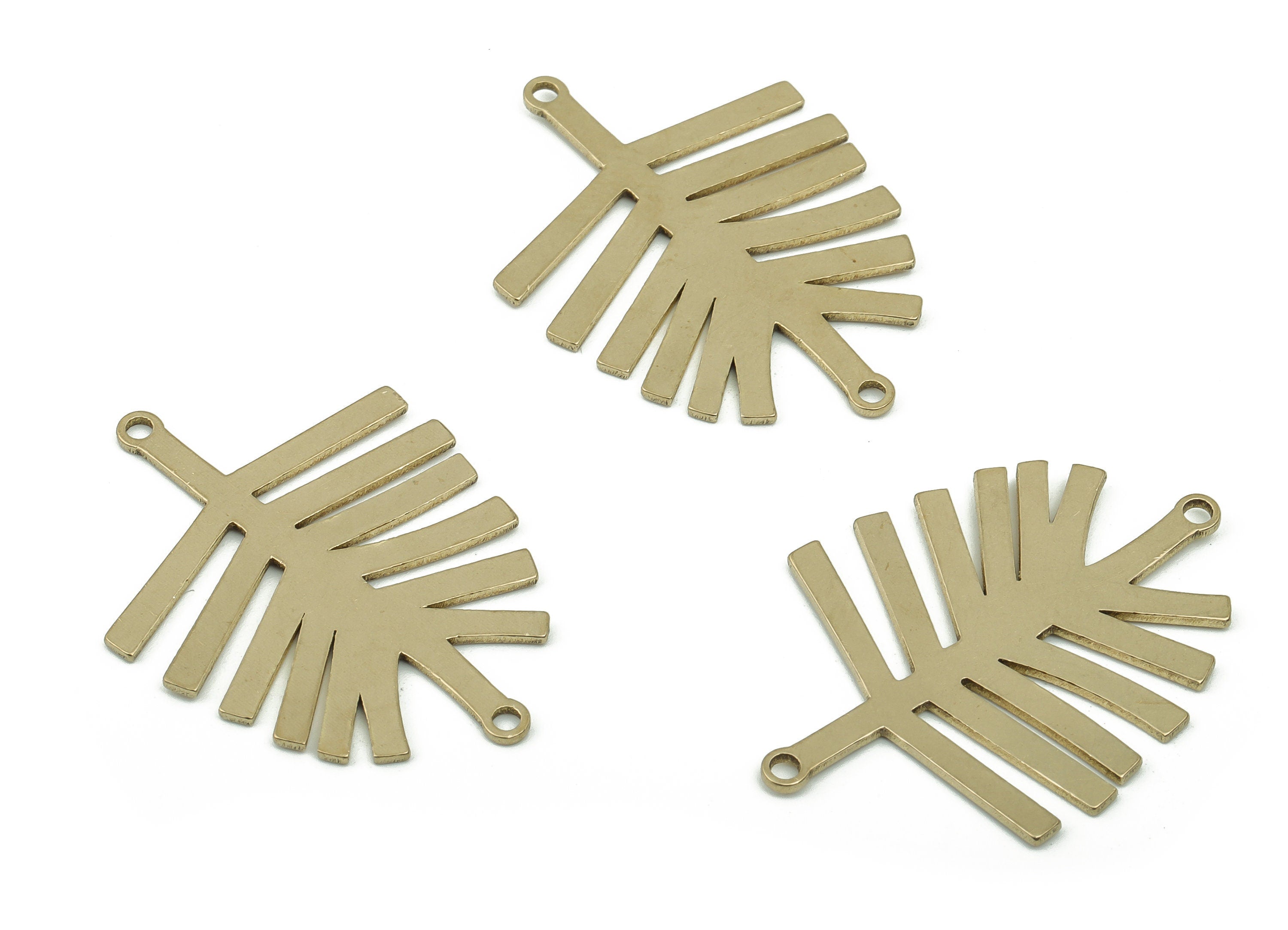 Brass Leaves Earring Connectors - Raw Brass Leaf Charms and Pendant - Jewelry Making Supplies - 32.18x24.16x0.73mm - PPA0019 - DOMEDBAZAAR