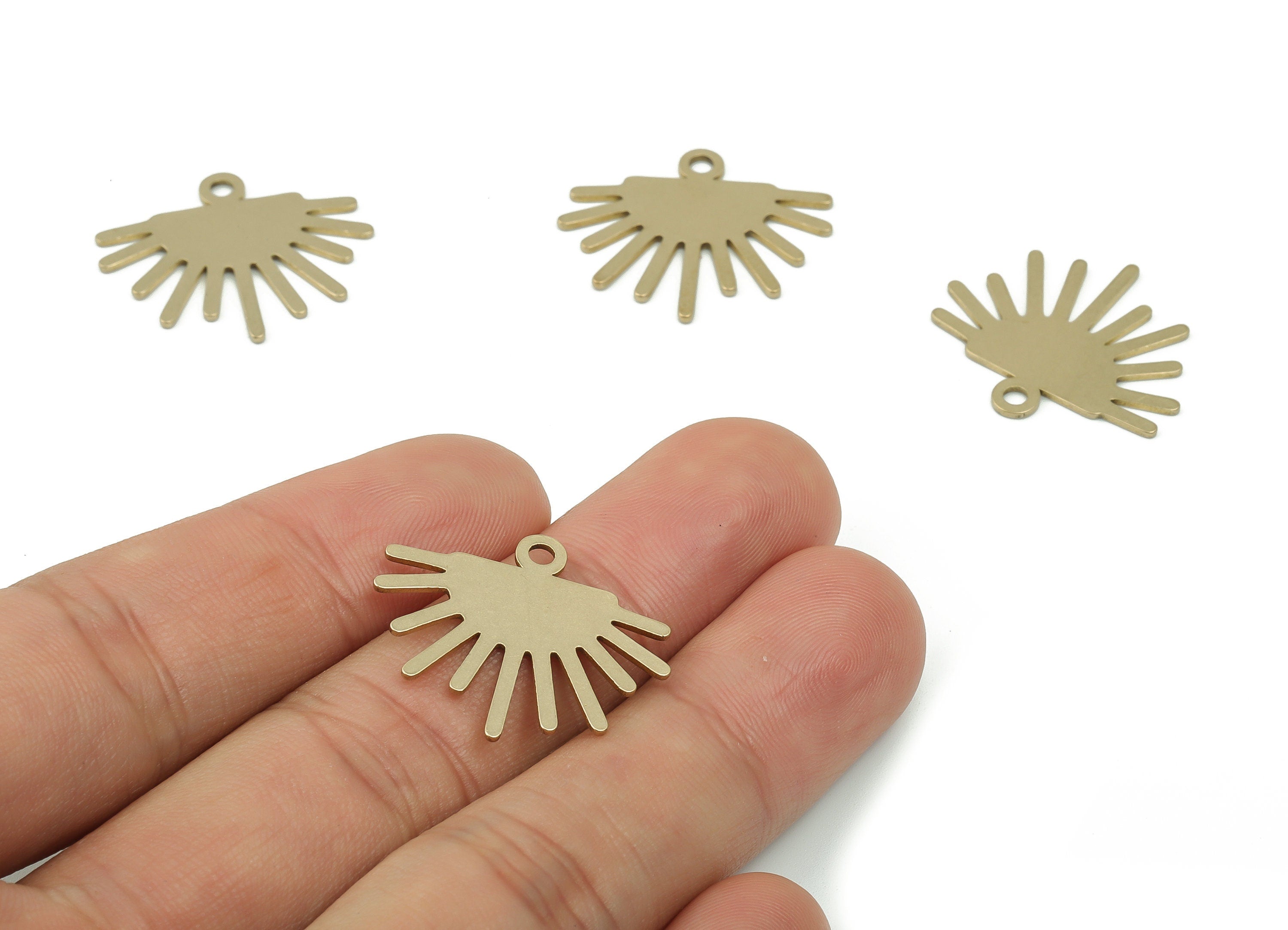 Raw Brass Sunshine Earrings Charms - Brass Sun Ray Pendant - Jewelry Making Supplies -24.74x21.63x0.79mm- PPZ0001 - DOMEDBAZAAR