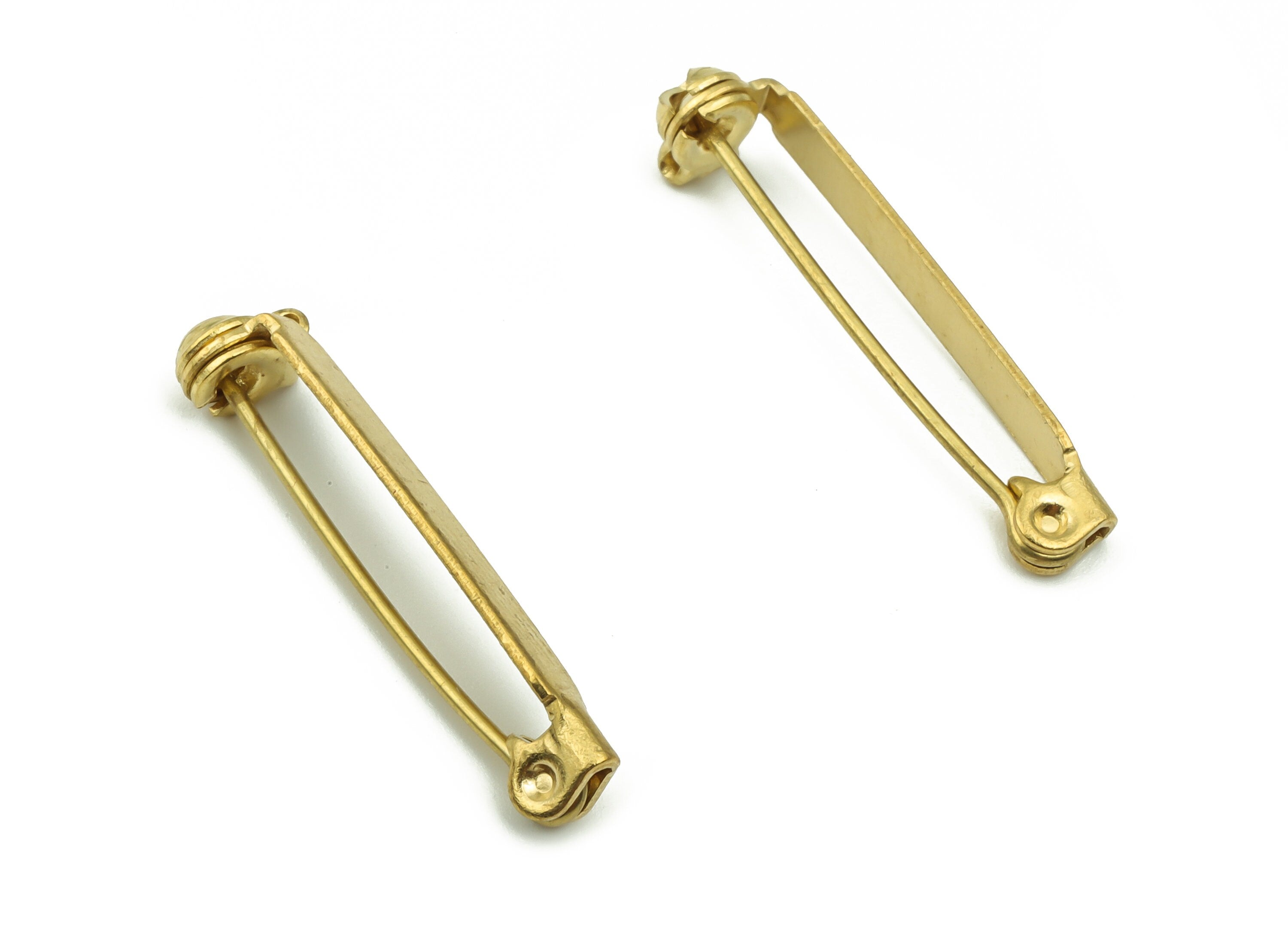 Brass Brooch Pins - Raw Brass Back Base Safety Pin - Earring Findings - Jewelry Making Supplies - 27.3x6.67x3.25mm - PP3005 - DOMEDBAZAAR