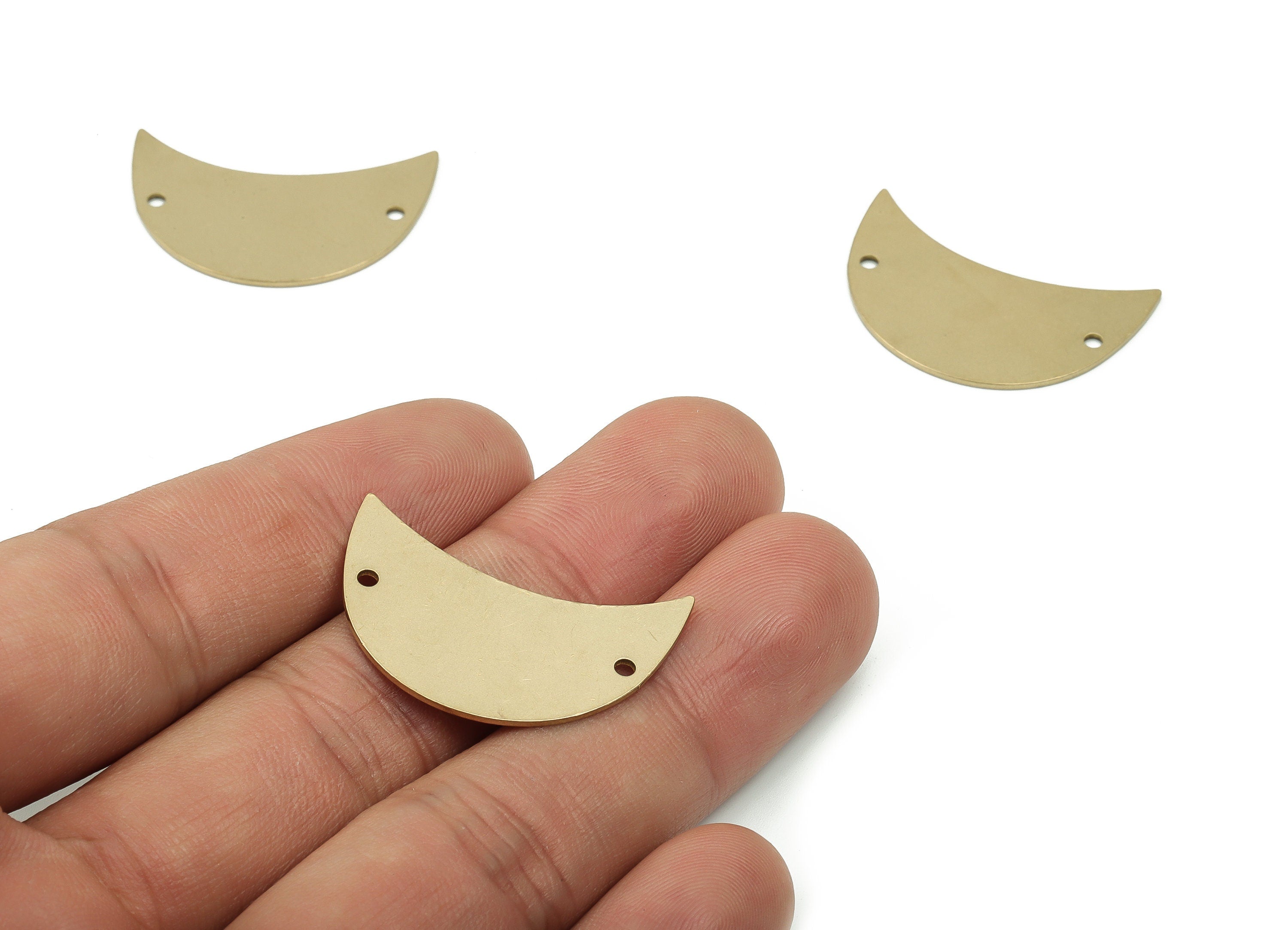 Personalized stamping blank - Brass Crescent Earring Connectors - Raw Brass Moon Charms and Pendant - 29.95x18.91x0.78mm - PPA0003 - DOMEDBAZAAR